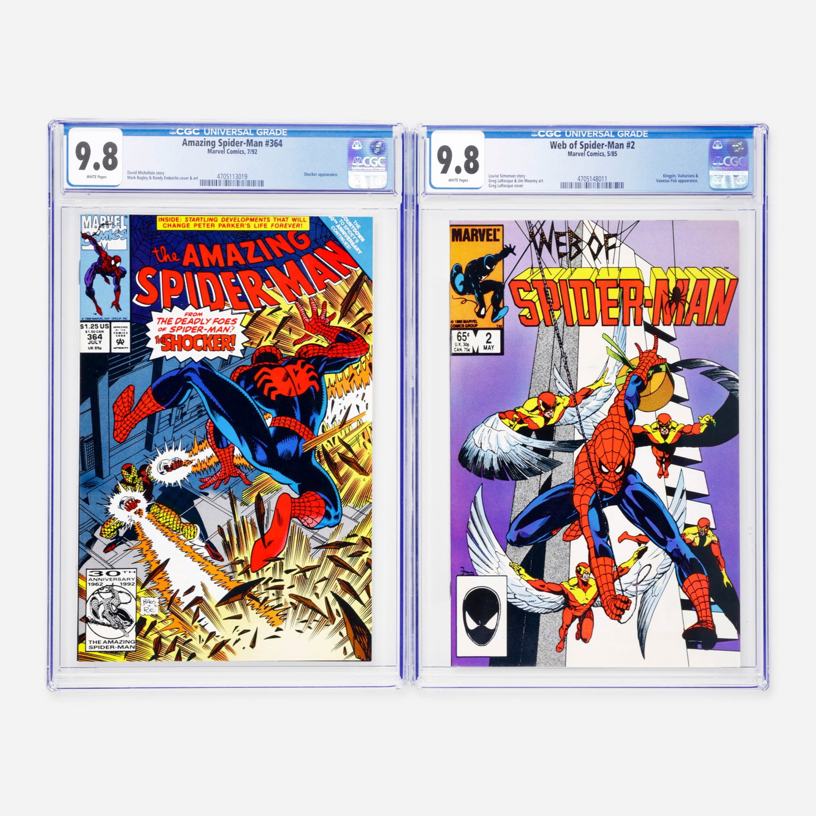 2 Marvel Comics Amazing Spider-Man #364 and Web of Spider-Man #2 CGC 9.8 Group (1 of 2)