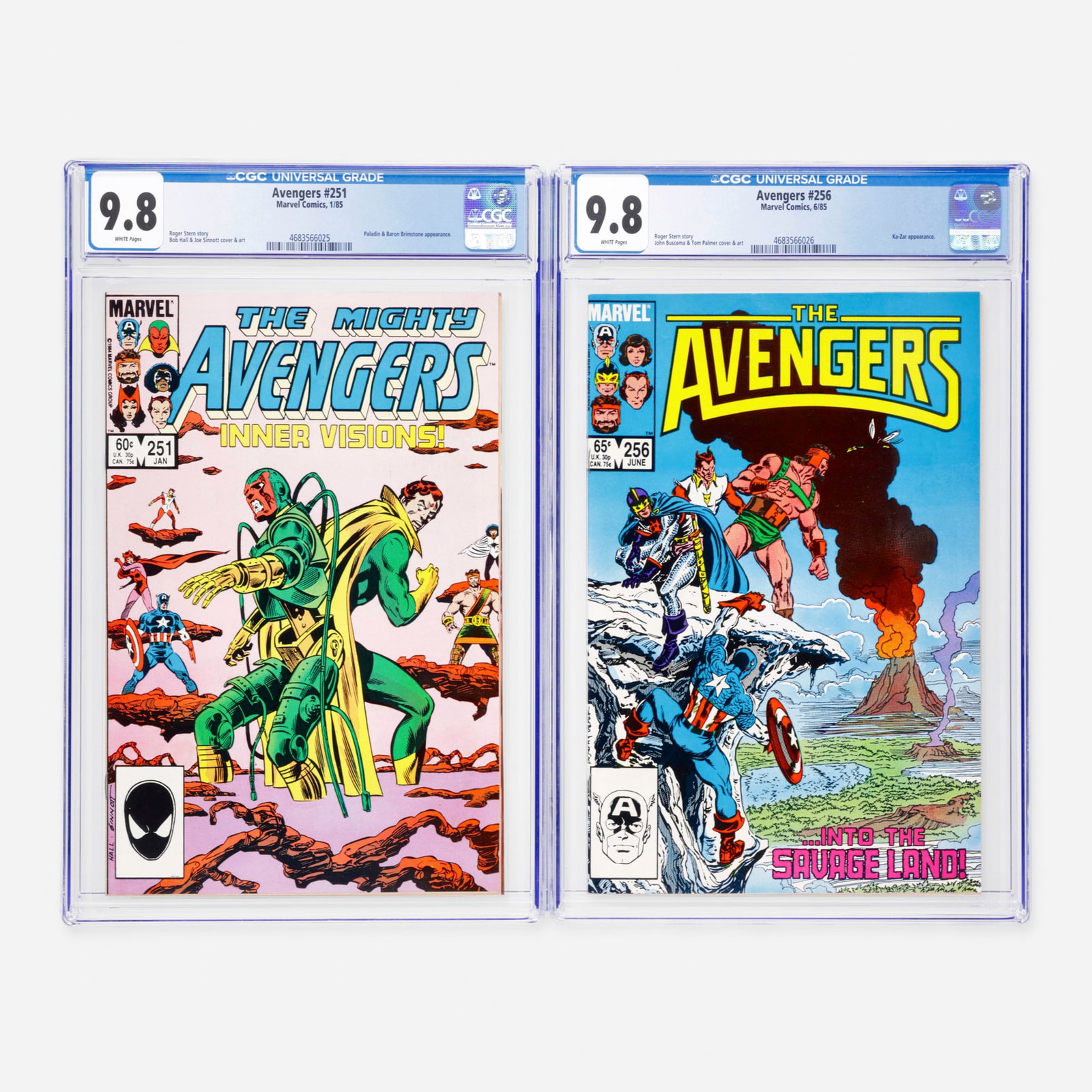 2 Marvel Comics Avengers #251 and #256 CGC 9.8 Group (1 of 2)