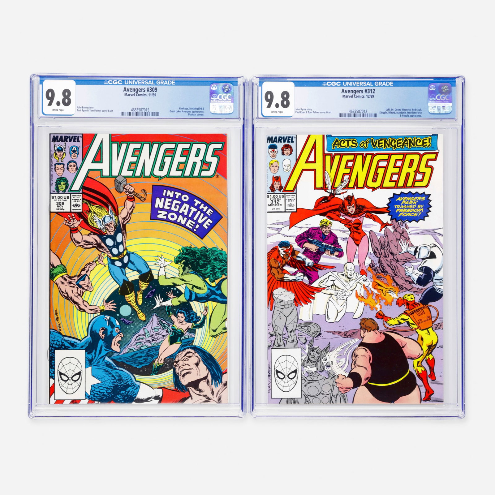 2 Marvel Comics Avengers #309 and #312 CGC 9.8 Group (1 of 2)