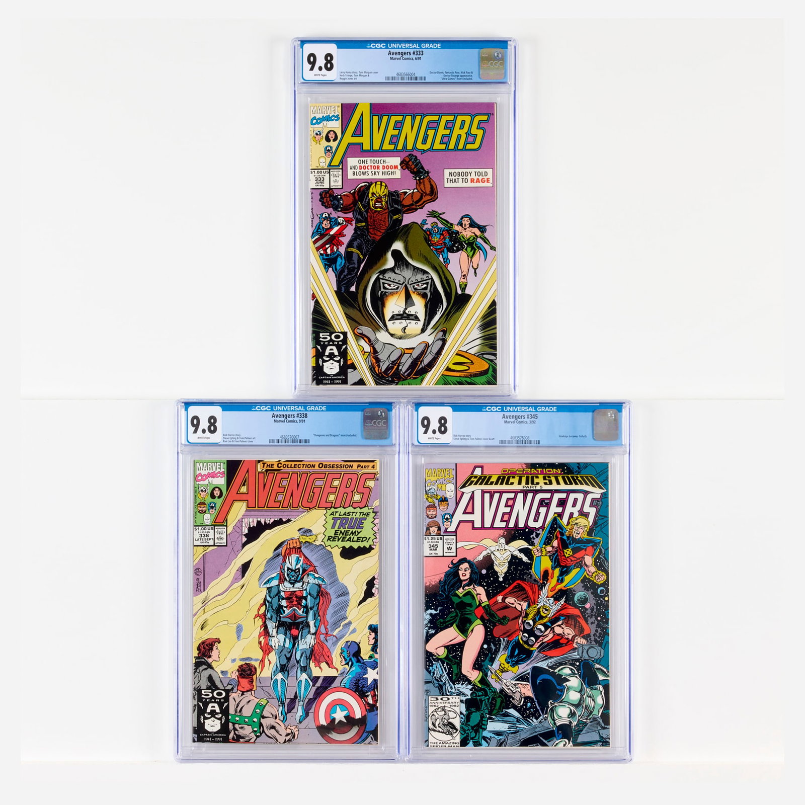 3 Marvel Comics Avengers #333-#345 CGC 9.8 Group (1 of 2)