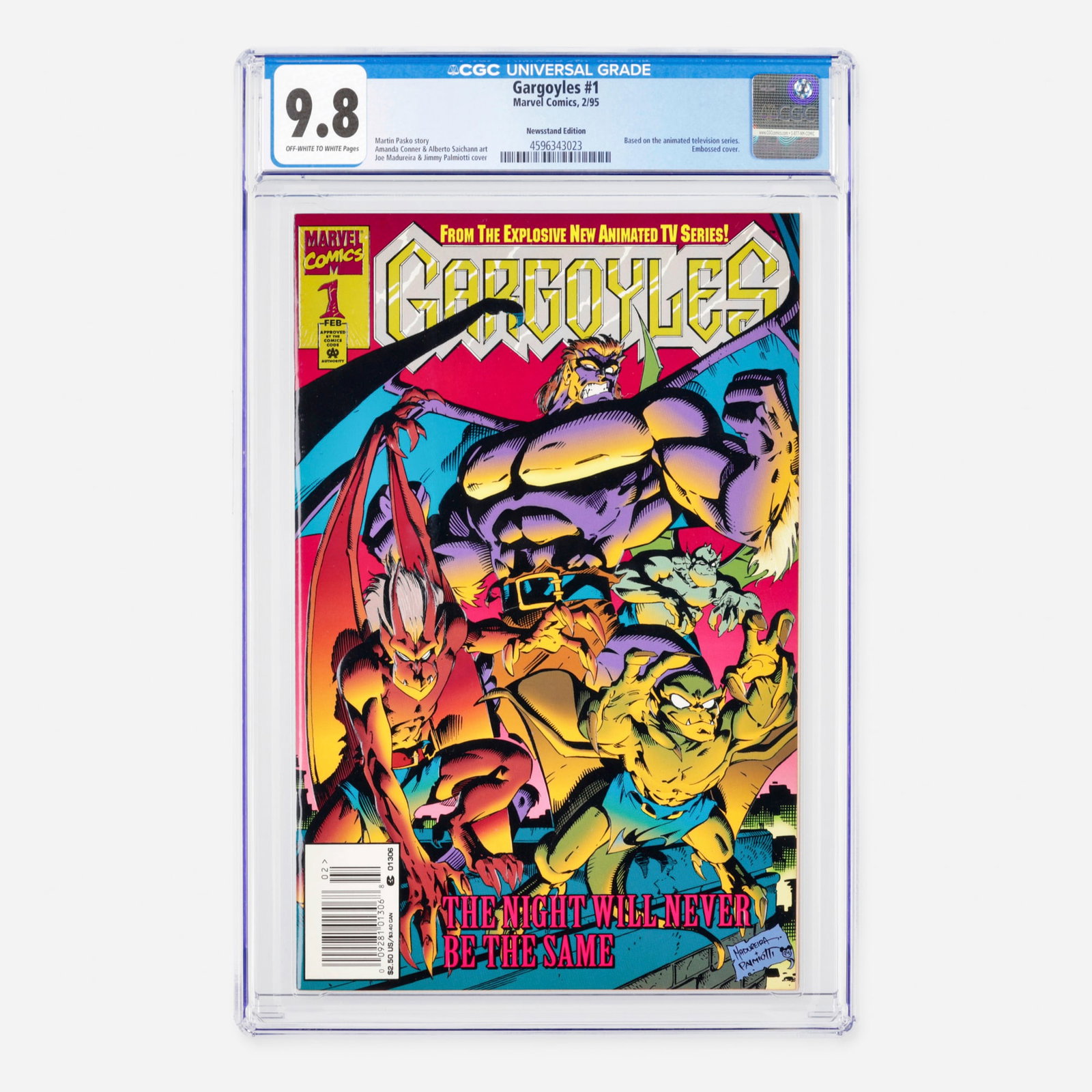 Marvel Comics Gargoyles #1 CGC 9.8 Newsstand: Marvel Comics Gargoyles #1 CGC 9.8 Newsstand USA, 1995 This premiere Modern Age issue is a top population collector's item based on the animated television series and boasts a distinctive embosse