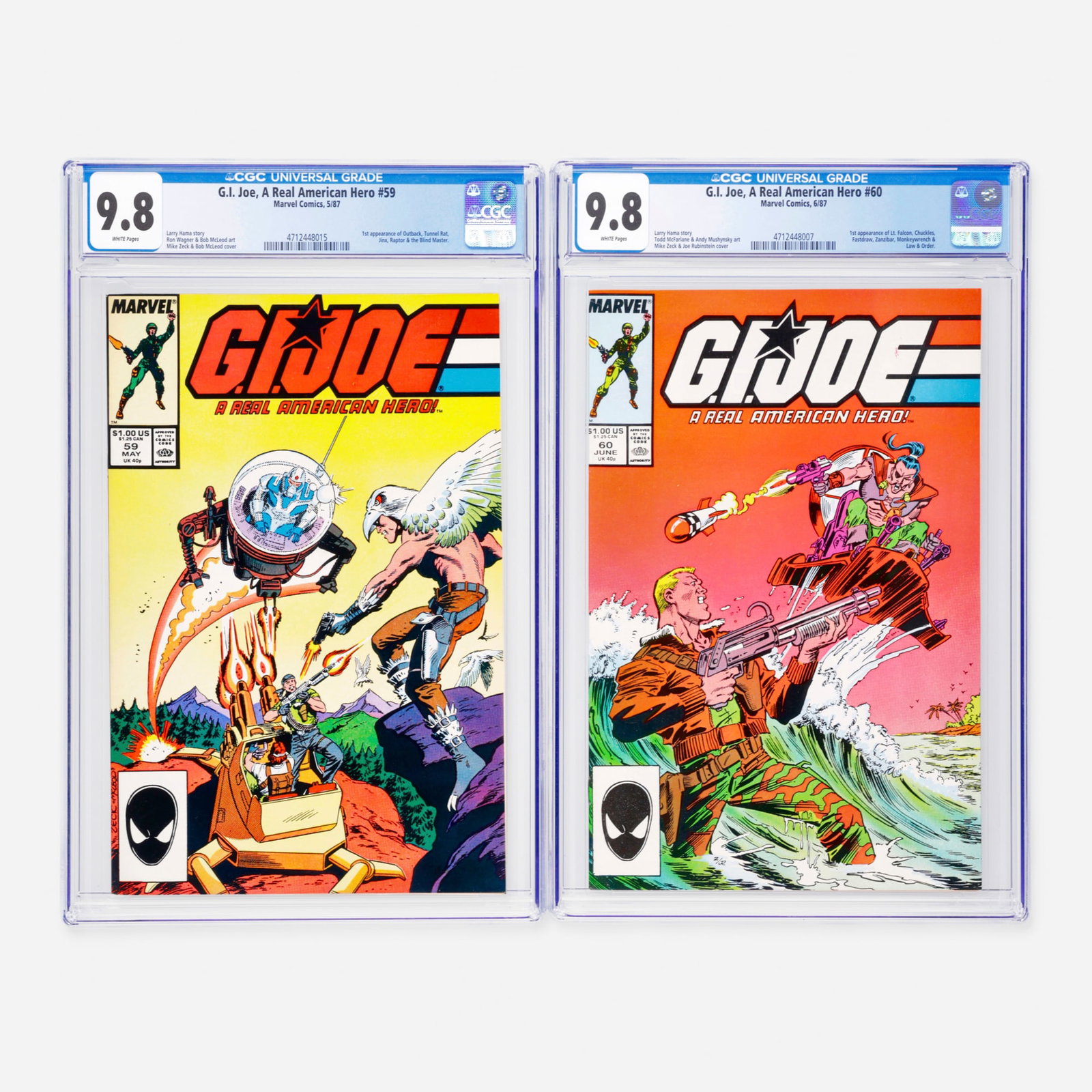 2 Marvel Comics G.I. Joe, A Real American Hero #59 and #60 CGC 9.8 Group (1 of 2)