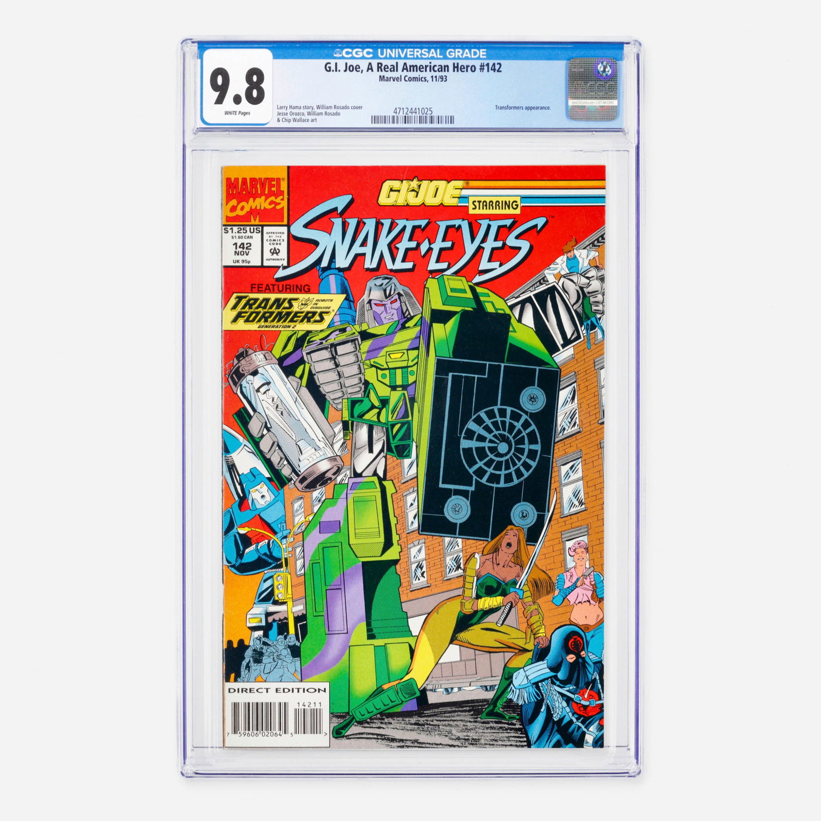 Marvel Comics G.I. Joe, A Real American Hero #142 CGC 9.8: Marvel Comics G.I. Joe, A Real American Hero #142 CGC 9.8 USA, 1993 This dynamic Modern Age installment features an exciting Transformers appearance. The narrative is penned by acclaimed series writer