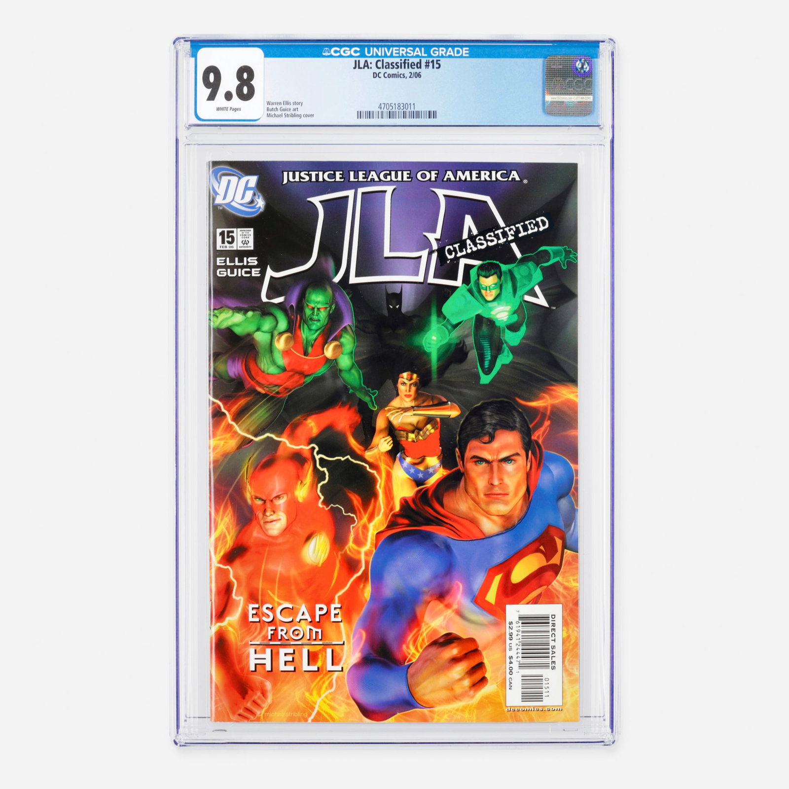 DC Comics JLA: Classified #15 CGC 9.8: DC Comics JLA: Classified #15 CGC 9.8 USA, 2006 Continuing the intense narrative from the previous chapter, this Modern Age issue features stellar work by writer Warren Ellis and internal penciling by