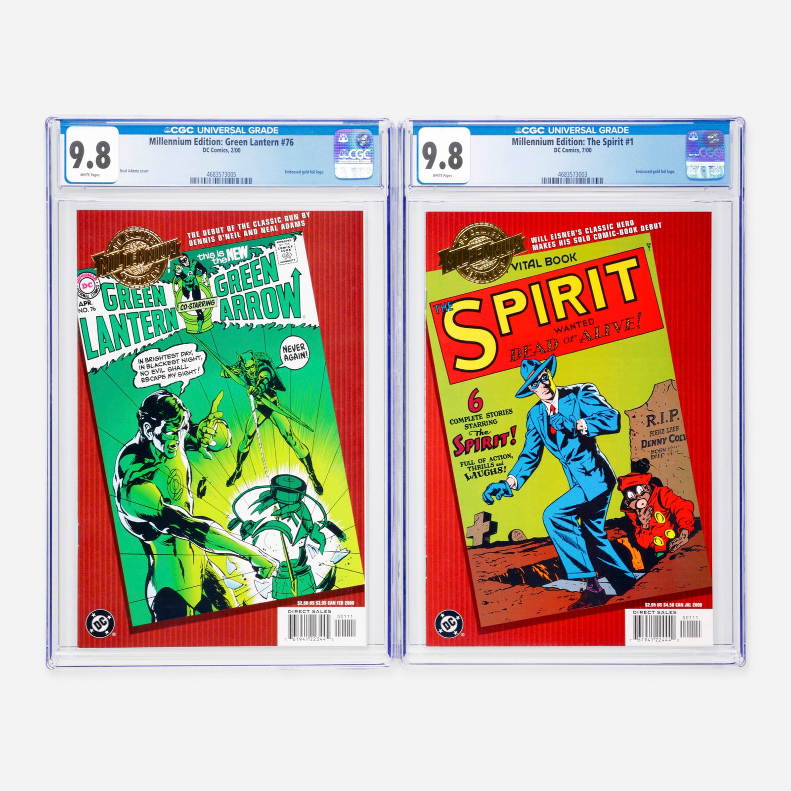 2 DC Comics Millennium Edition: Green Lantern #76 and Millennium Edition: The Spirit #1 CGC 9.8: 2 DC Comics Millennium Edition: Green Lantern #76 and Millennium Edition: The Spirit #1 CGC 9.8 Group USA, 2000 DC Comics Millennium Edition: Green Lantern #76 CGC 9.8 (2/00) CGC#: 468