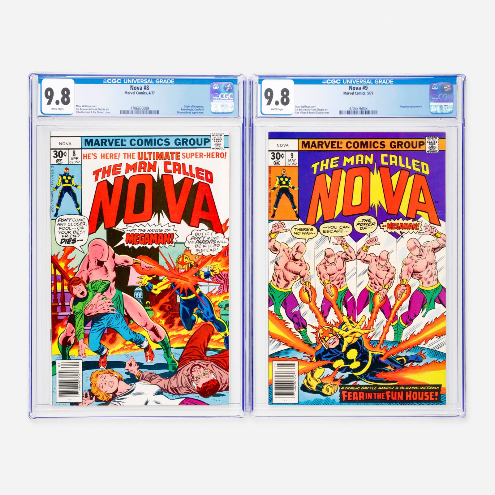 2 Marvel Comics Nova #8 and #9 CGC 9.8 Group (1 of 2)