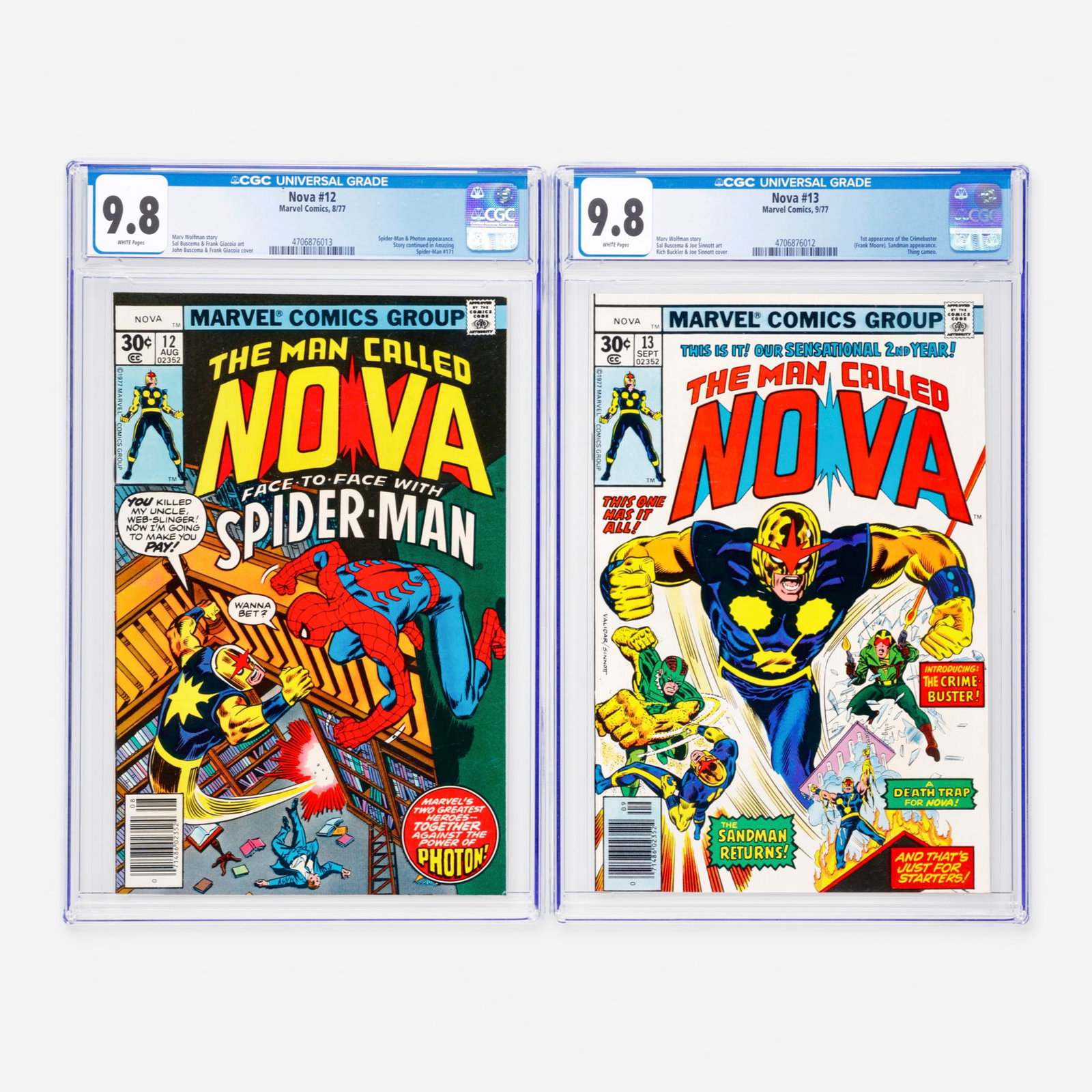 2 Marvel Comics Nova #12 and #13 CGC 9.8 Group (1 of 2)