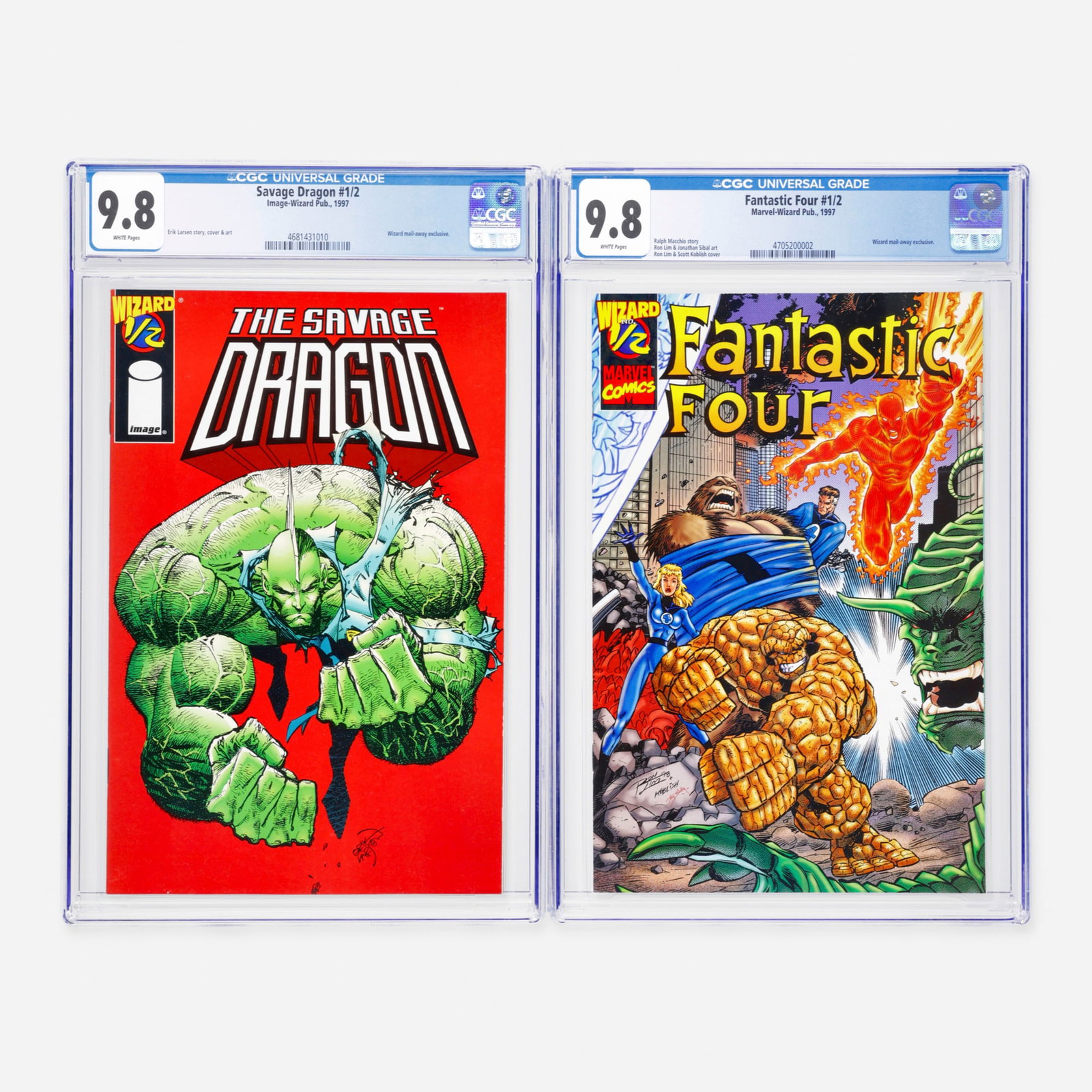 2 Image-Wizard Pub. and Marvel-Wizard Pub. Savage Dragon #1/2 and Fantastic Four #1/2 CGC 9.8 Group (1 of 2)