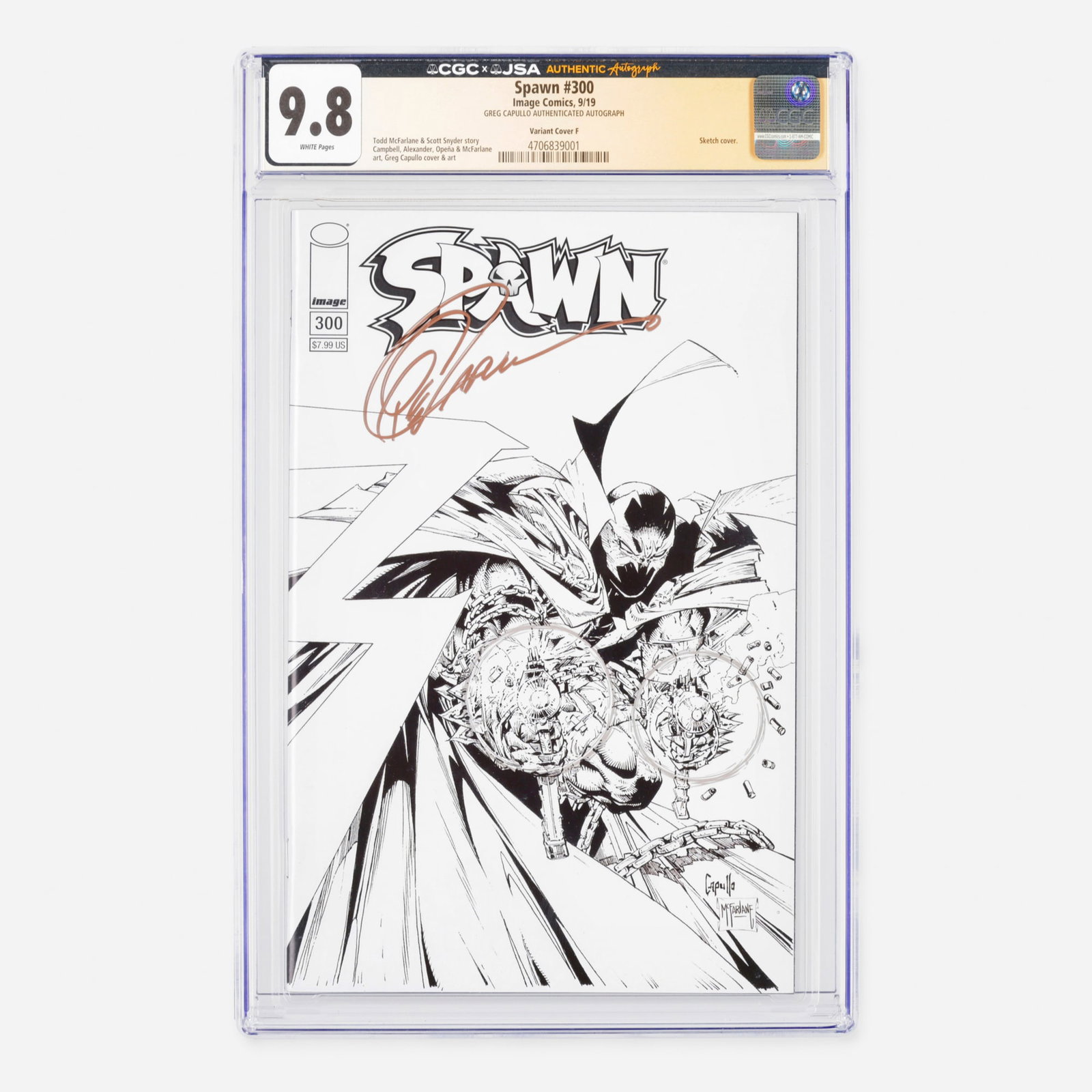 Image Comics Spawn #300 CGC 9.8 Variant Cover F JSA Greg Capullo (1 of 2)