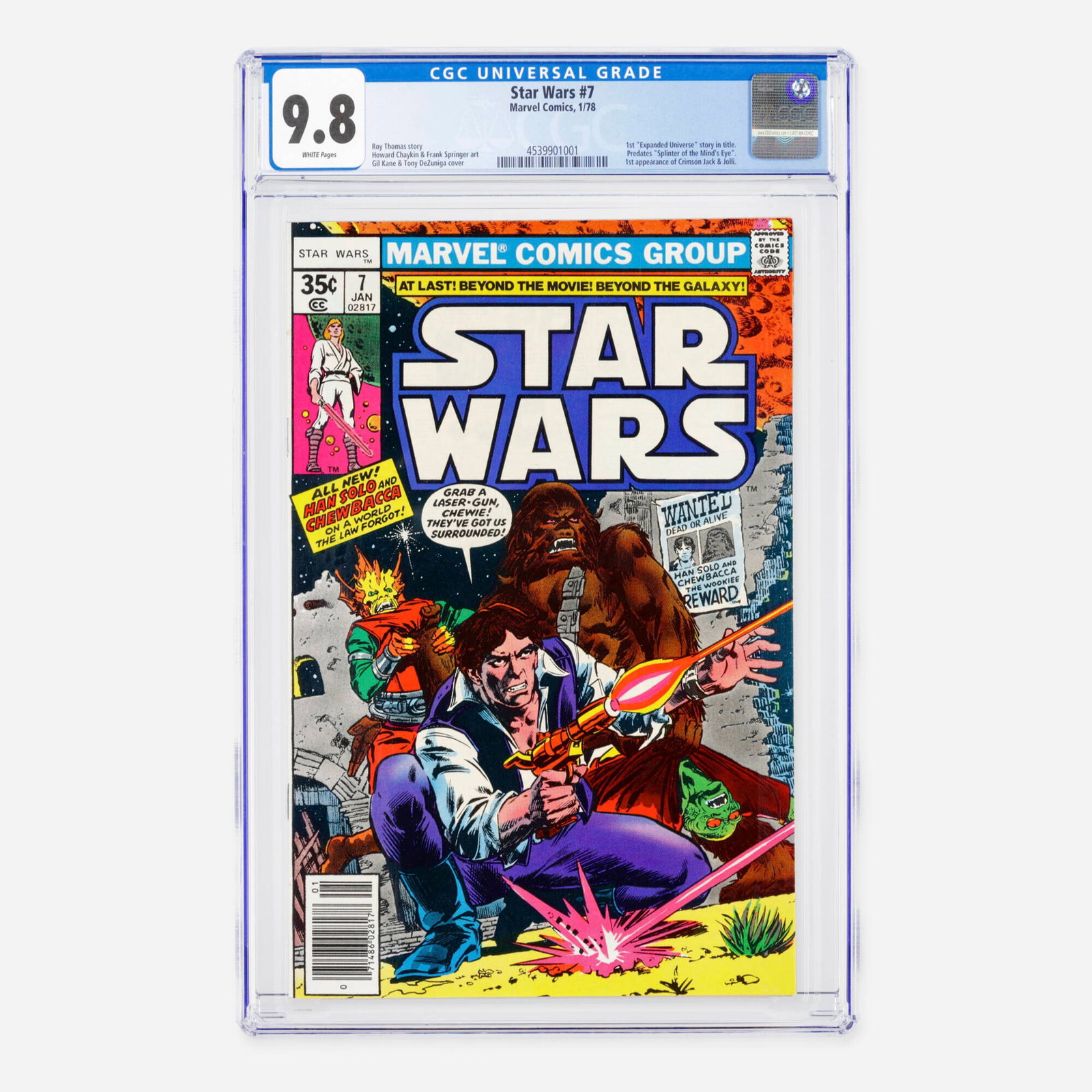 Marvel Comics Star Wars #7 CGC 9.8: Marvel Comics Star Wars #7 CGC 9.8 USA, 1978 This Bronze Age milestone contains the first Expanded Universe story in the title, predating the novel Splinter of the Mind's Eye. It features the fir