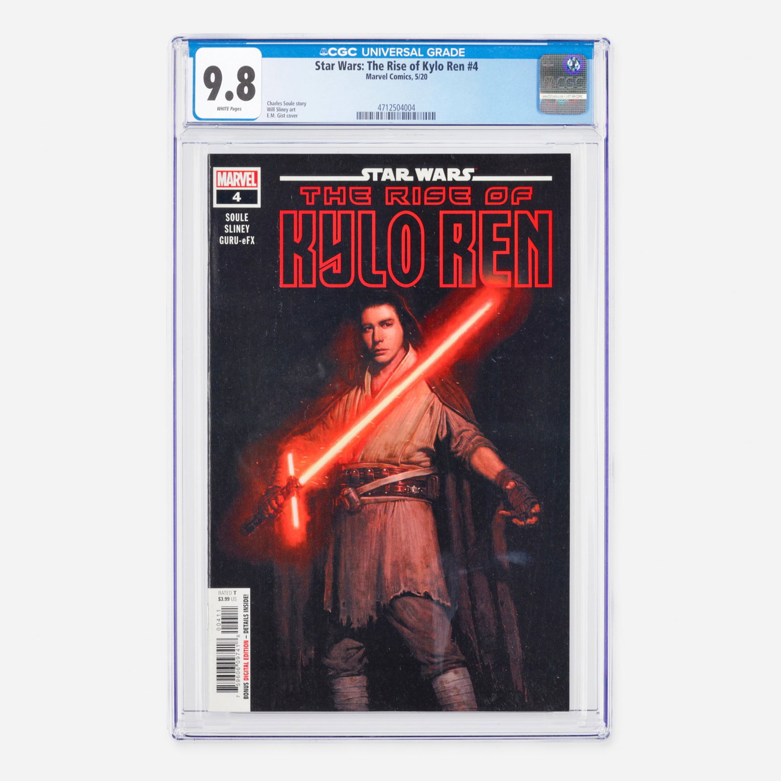 Marvel Comics Star Wars: The Rise of Kylo Ren #4 CGC 9.8: Marvel Comics Star Wars: The Rise of Kylo Ren #4 CGC 9.8 USA, 2020 This crucial Modern Age conclusion chronicles the final piece of Ben Solo's tragic transformation into Kylo Ren. The acclaimed s