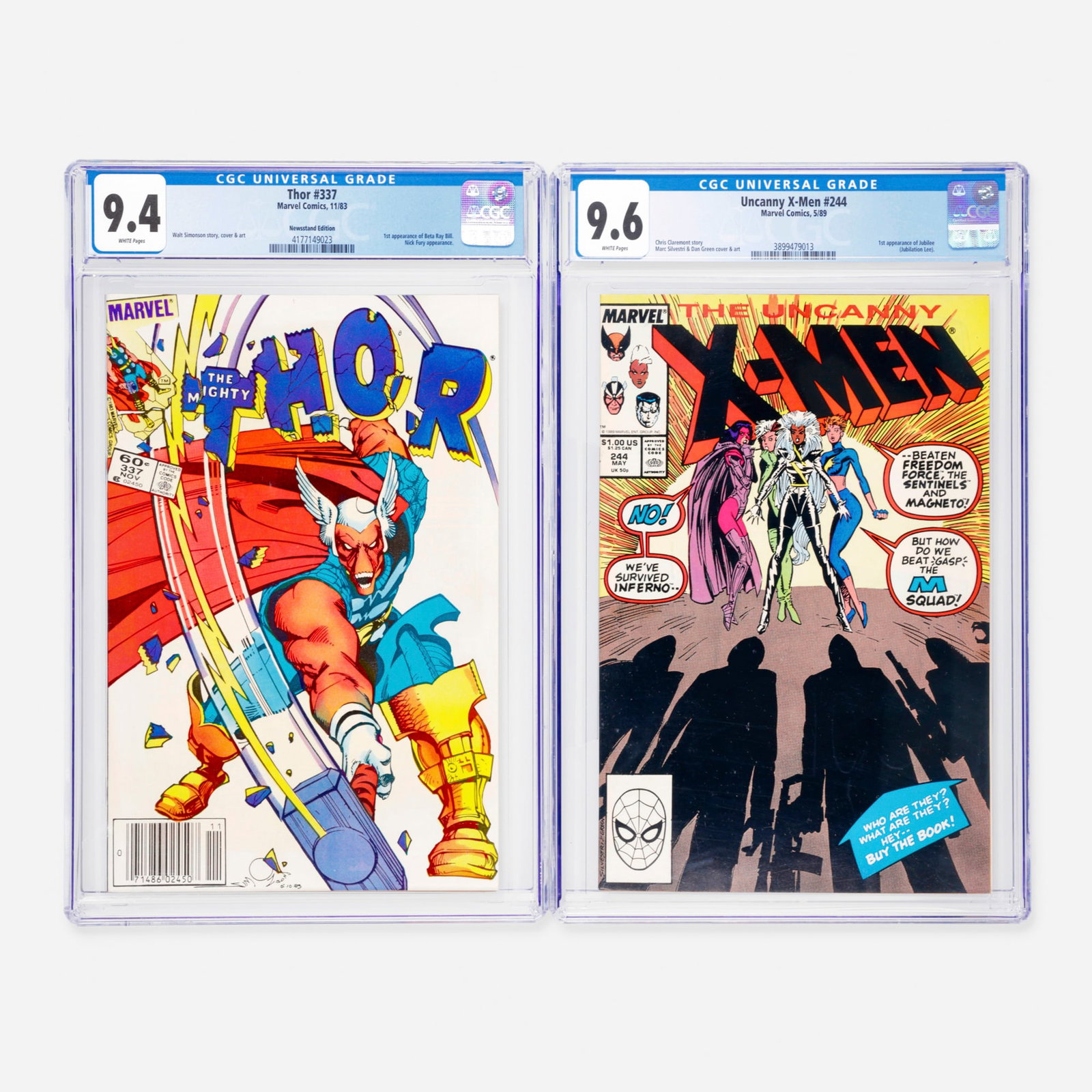 2 Marvel Comics Thor #337 and Uncanny X-Men #244 CGC Group (1 of 2)