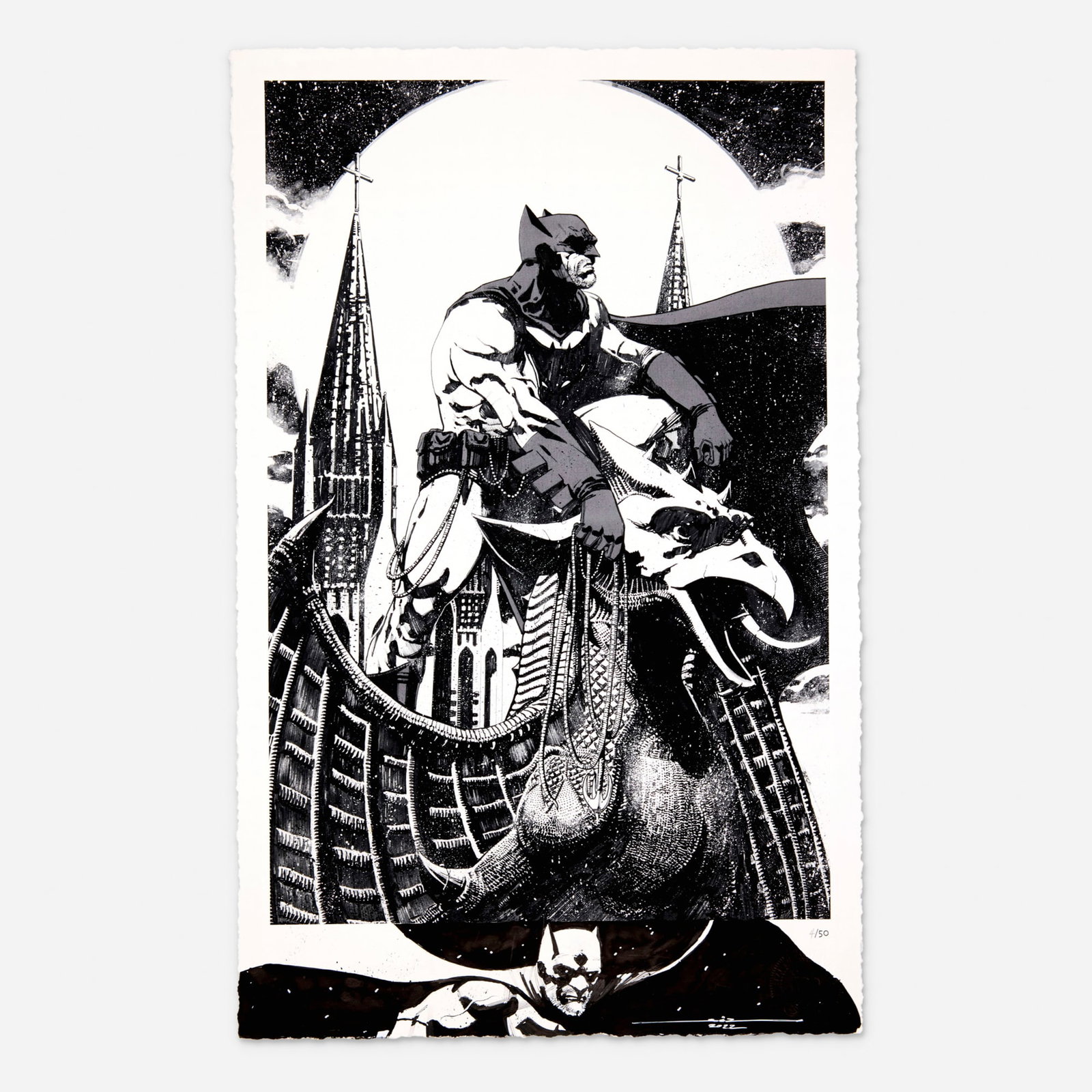 Sedat Oezgen, Batman on Gargoyle Limited Edition Giclee #4/50 with Batman Remark (2022) (1 of 1)