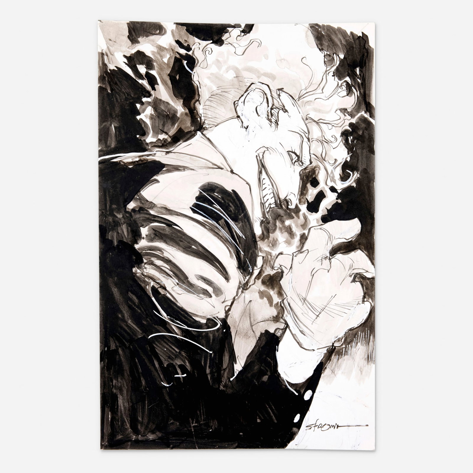 Larry Stroman, Joker Original Art Illustration: Larry Stroman Joker Original Art Illustration pencil and ink on Bristol board 17 h x 11 w in (43 x 28 cm) This art is a compelling showcase of the artist's unmistakable visual voice-an energetic ble