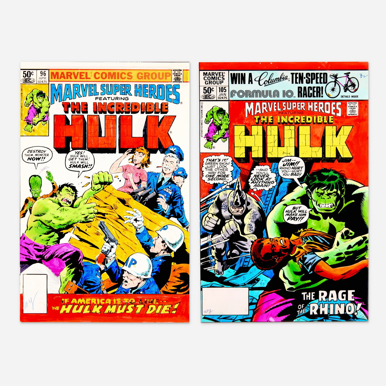 Andy Yanchus, Marvel Super Heroes #96 and #105 Cover Color Guide (Marvel Comics, 1981/82) (1 of 1)