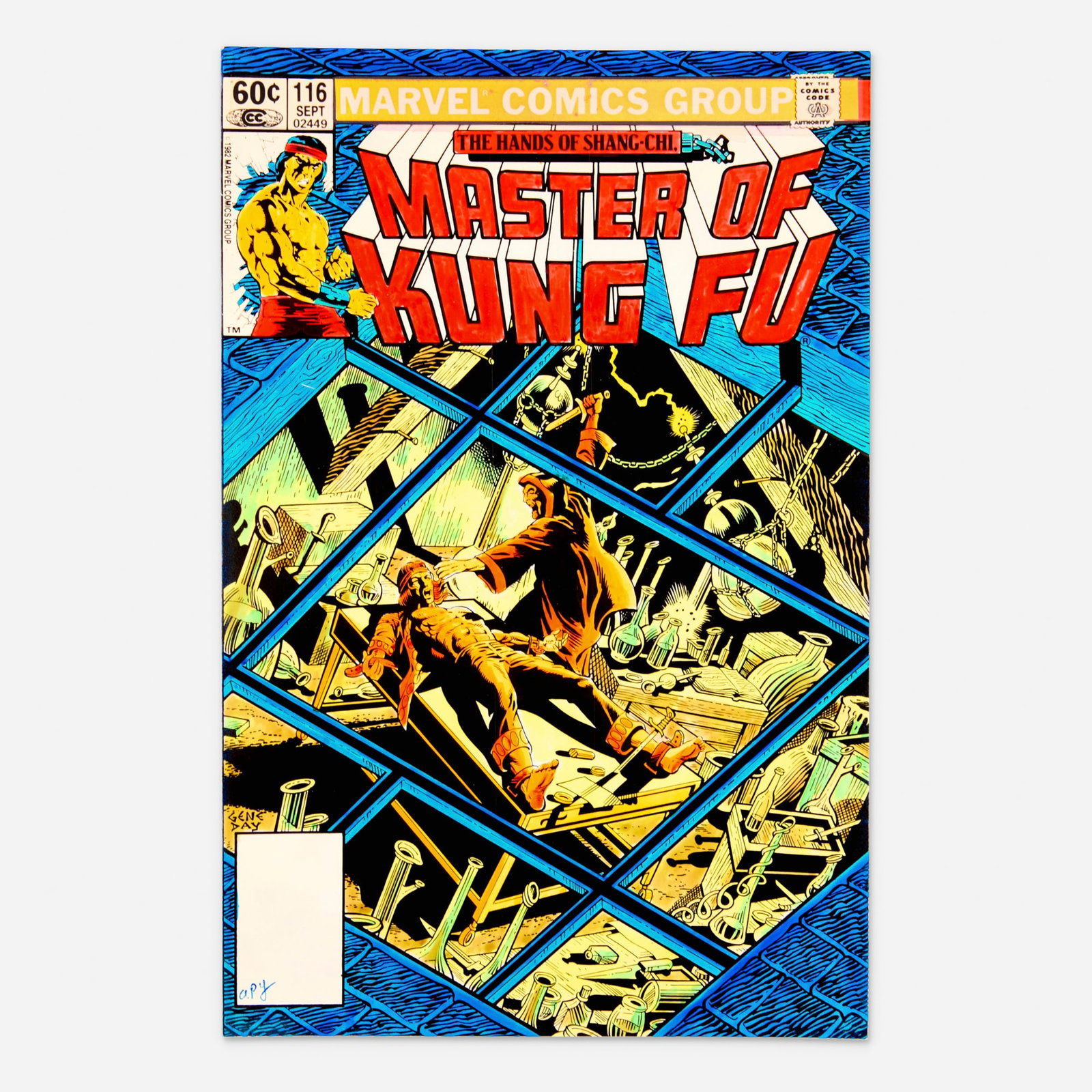 Andy Yanchus, Master of Kung Fu #116 Cover Guide (Marvel Comics, 1977): Andy Yanchus Master of Kung Fu #116 Cover Guide (Marvel Comics, 1977) mixed media 10 h x 6.5 w in (25 x 17 cm) Original cover color guide to Marvel Comics Master of Kung Fu issue 116 from September,