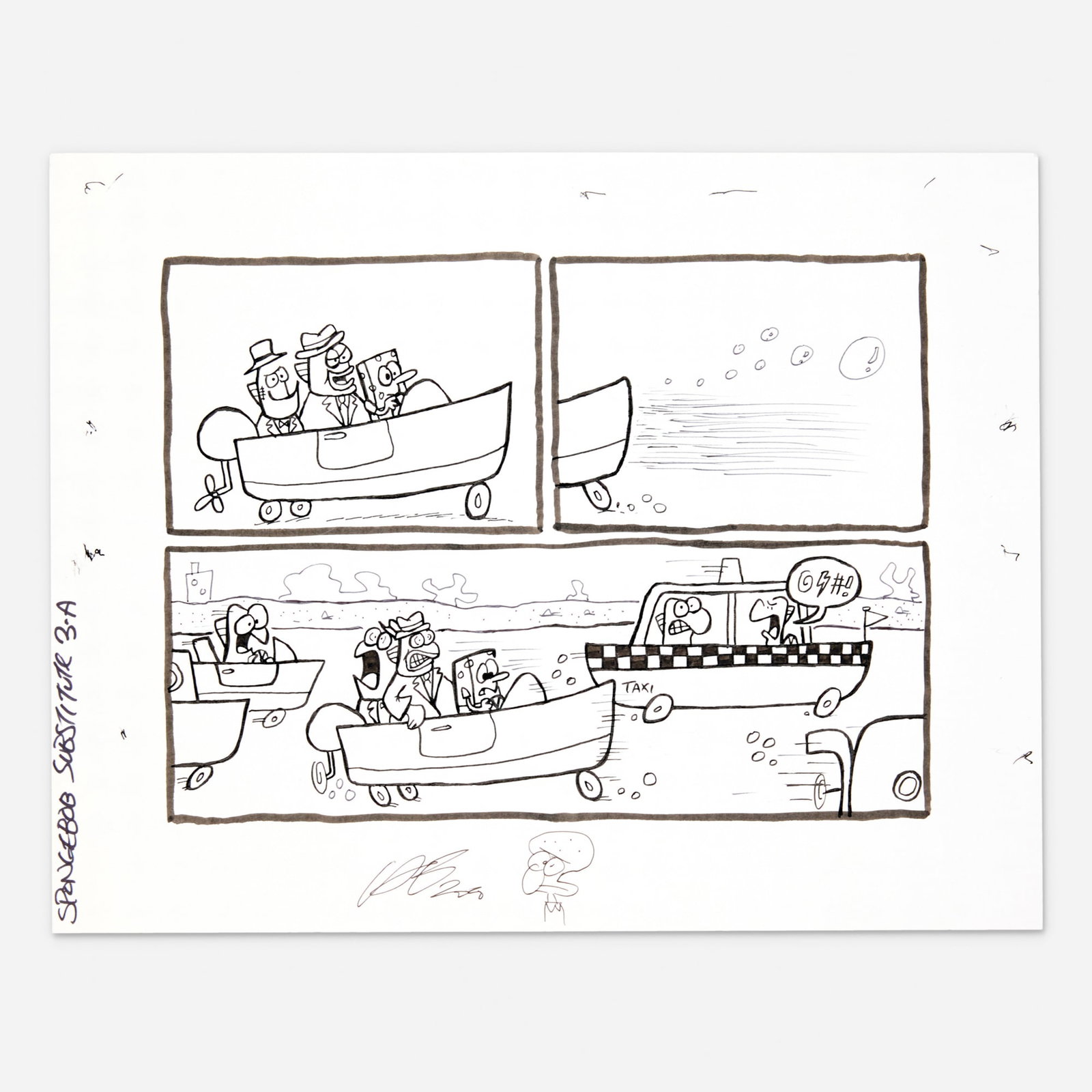 Charles Brubaker, SpongeBob Comics #60 'Substitute Teacher' Story Page 3A Original Art: Charles Brubaker SpongeBob Comics #60 'Substitute Teacher' Story Page 3A Original Art (United Plankton Pictures, 2016) pencil and ink on Bristol board 14 h x 11 w in (36 x 28 cm) An original comic-a