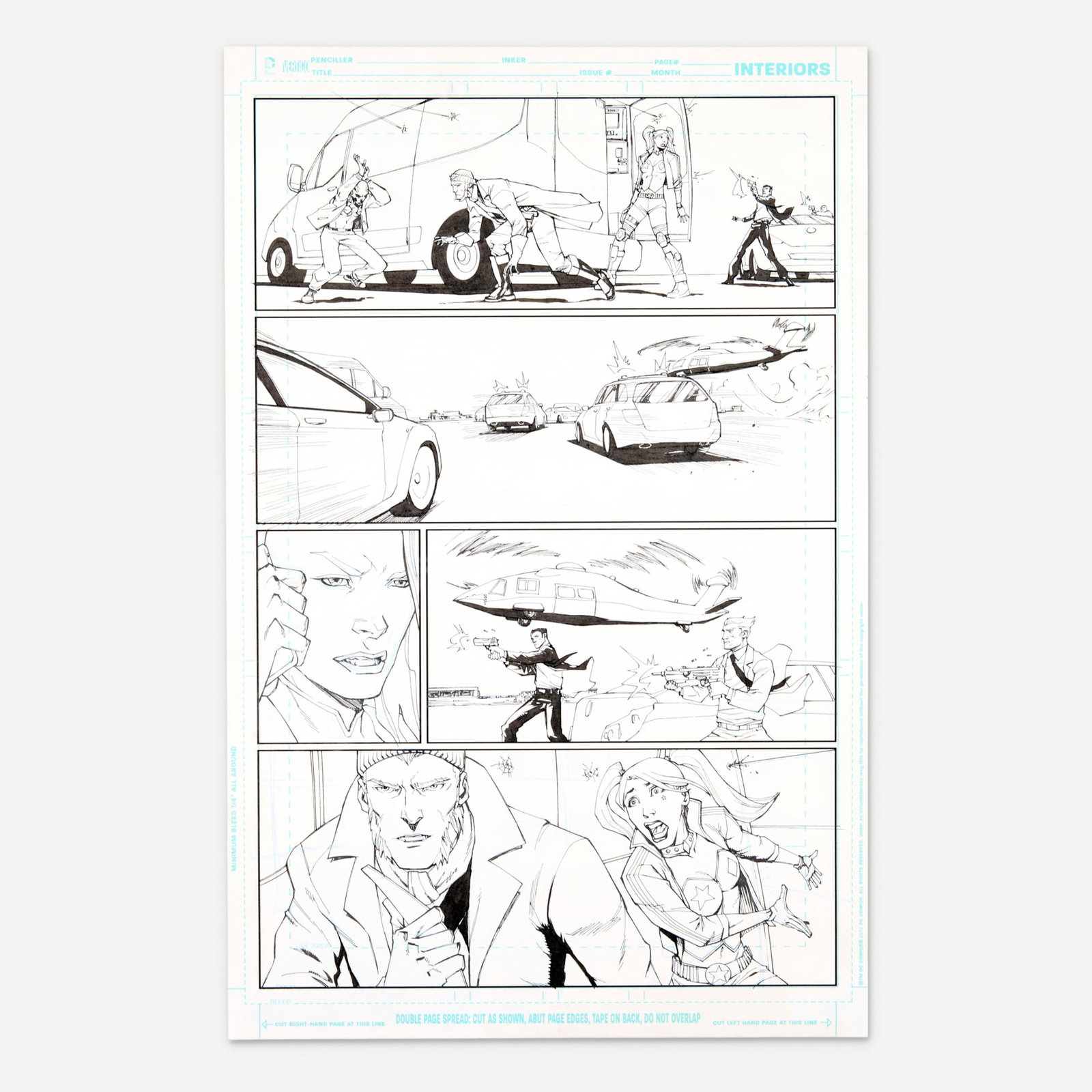 Gustavo Vazquez, Suicide Squad War Crimes Special #1 Story Page 21 Original Art (D.C. Comics, 2016): Gustavo Vazquez Suicide Squad War Crimes Special #1 Story Page 21 Original Art (D.C. Comics, 2016) blueline pencils and original inks on Bristol board 16.938 h x 10.938 w in (43 x 28 cm) This is a c