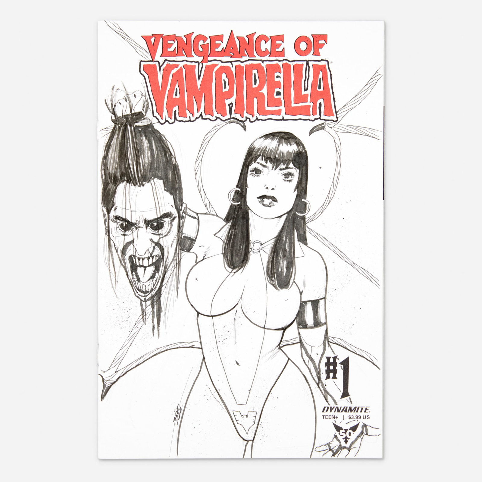 Sedat Oezgen, Vengeance of Vampirella #1 Sketch Cover Original Art (Dynamite Comics, 2019): Sedat Oezgen Vengeance of Vampirella #1 Sketch Cover Original Art (Dynamite Comics, 2019) pencil and ink on sketch cover 10 h x 8 w in (25 x 20 cm) This original sketch cover by artist Sedat