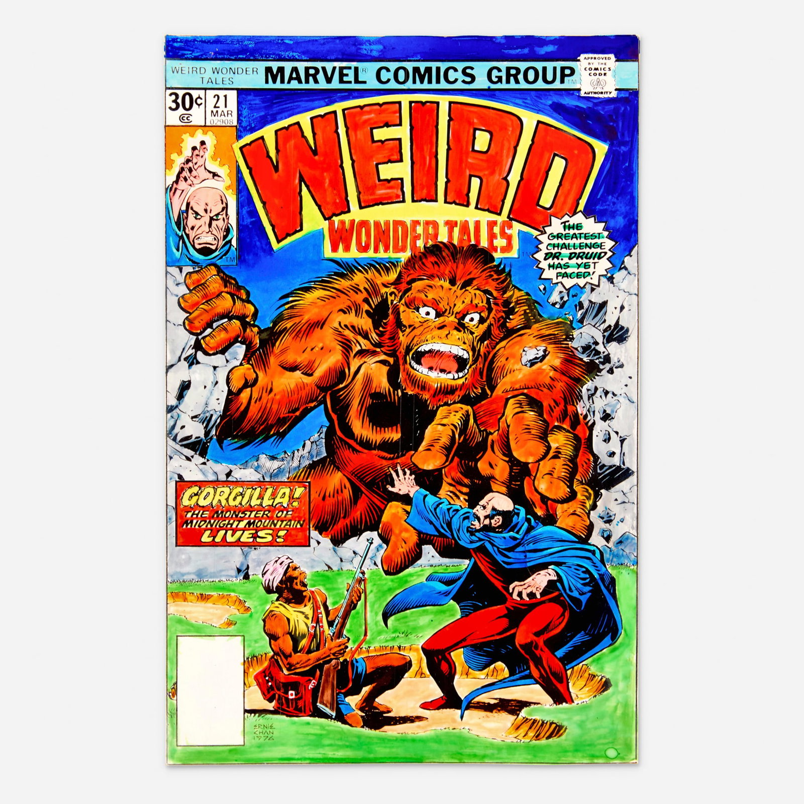 Andy Yanchus, Weird Wonder Tales #21 Cover Color Guide (Marvel Comics, 1977): Andy Yanchus Weird Wonder Tales #21 Cover Color Guide (Marvel Comics, 1977) mixed media 10 h x 6.5 w in (25 x 17 cm) Original cover color guide to Marvel Comics Weird Wonder Tales issue 21 from Marc