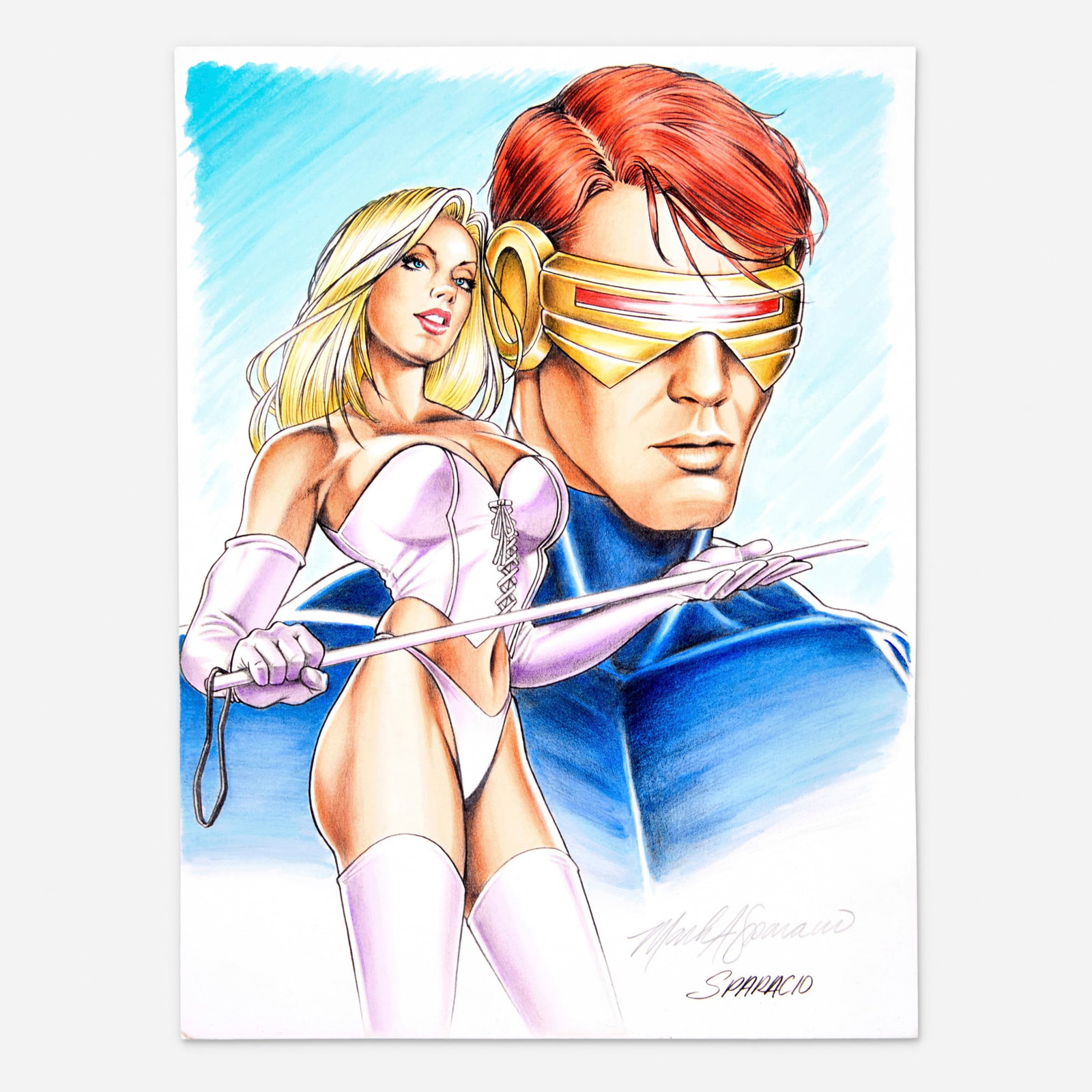 Mark Sparacio, White Queen and Cyclops Watercolor Painting (1 of 1)