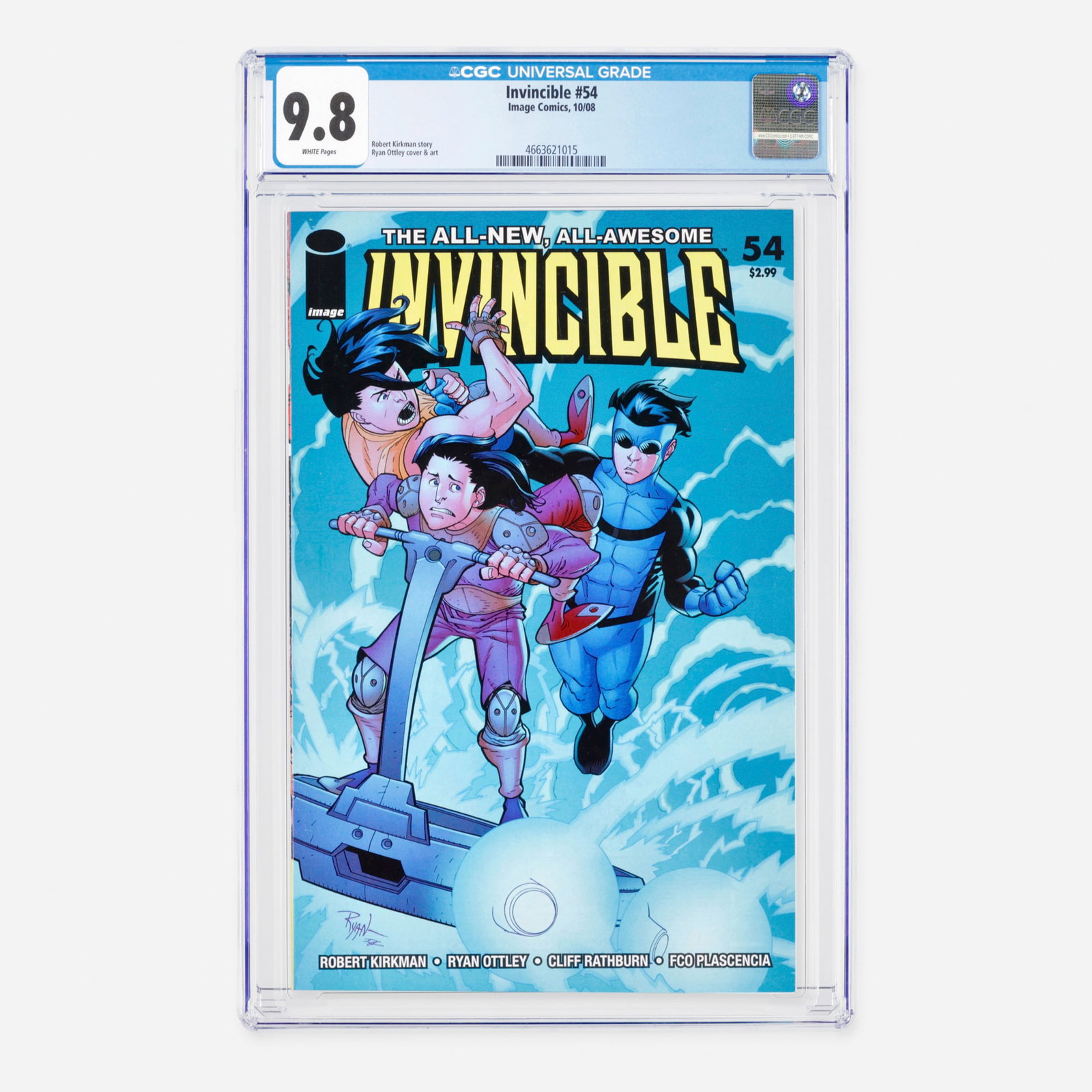 Image Comics Invincible #54 CGC 9.8: Image Comics Invincible #54 CGC 9.8 USA, 2008 A phenomenal Modern era entry delivering an intense, high-stakes chapter in the superhero chronicle written by Robert Kirkman. The book displays exception