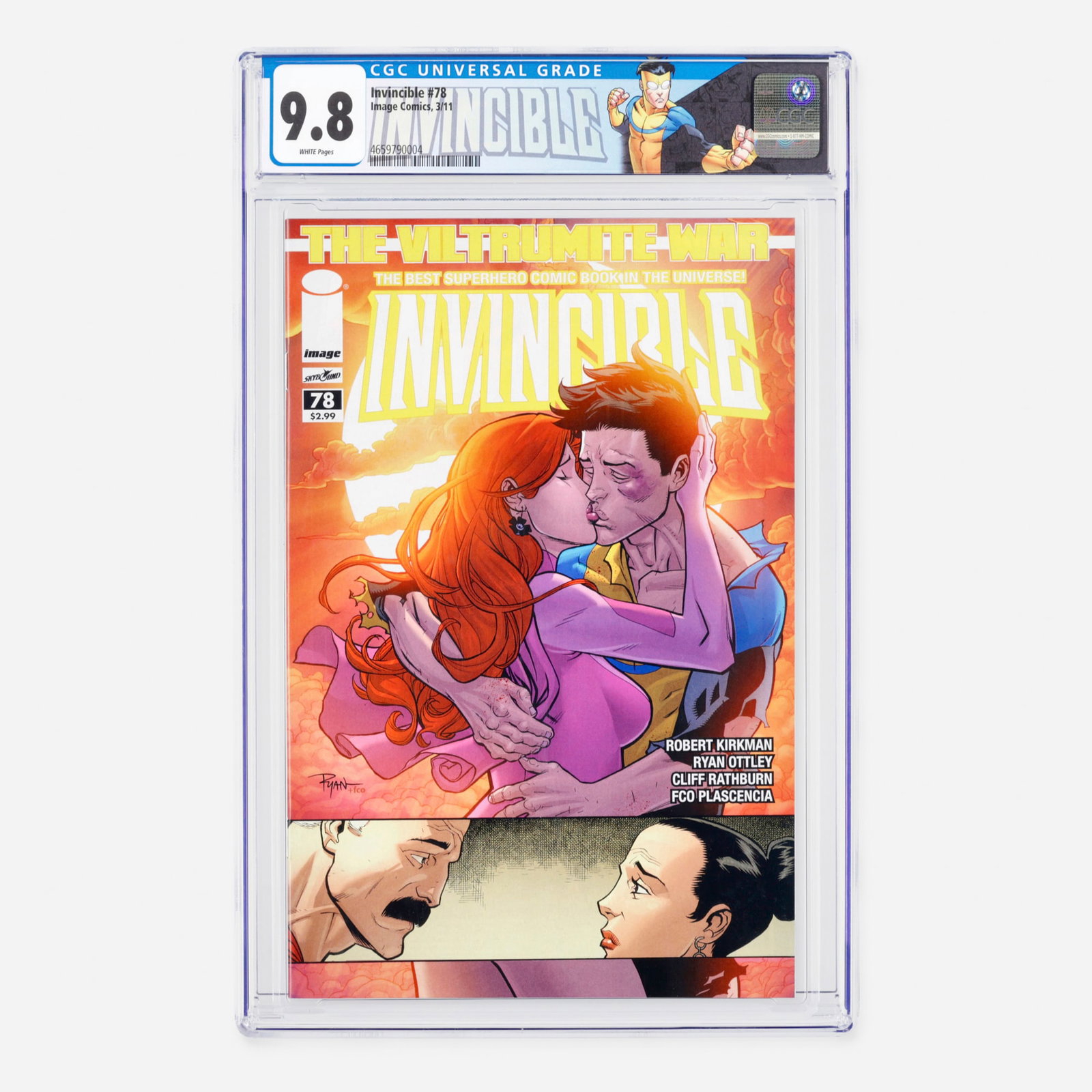 Image/Skybound Invincible #78 CGC 9.8: Image/Skybound Invincible #78 CGC 9.8 USA, 2011 Published during the Modern era, this compelling chapter features a script by writer Robert Kirkman. The visual storytelling is masterfully executed by 
