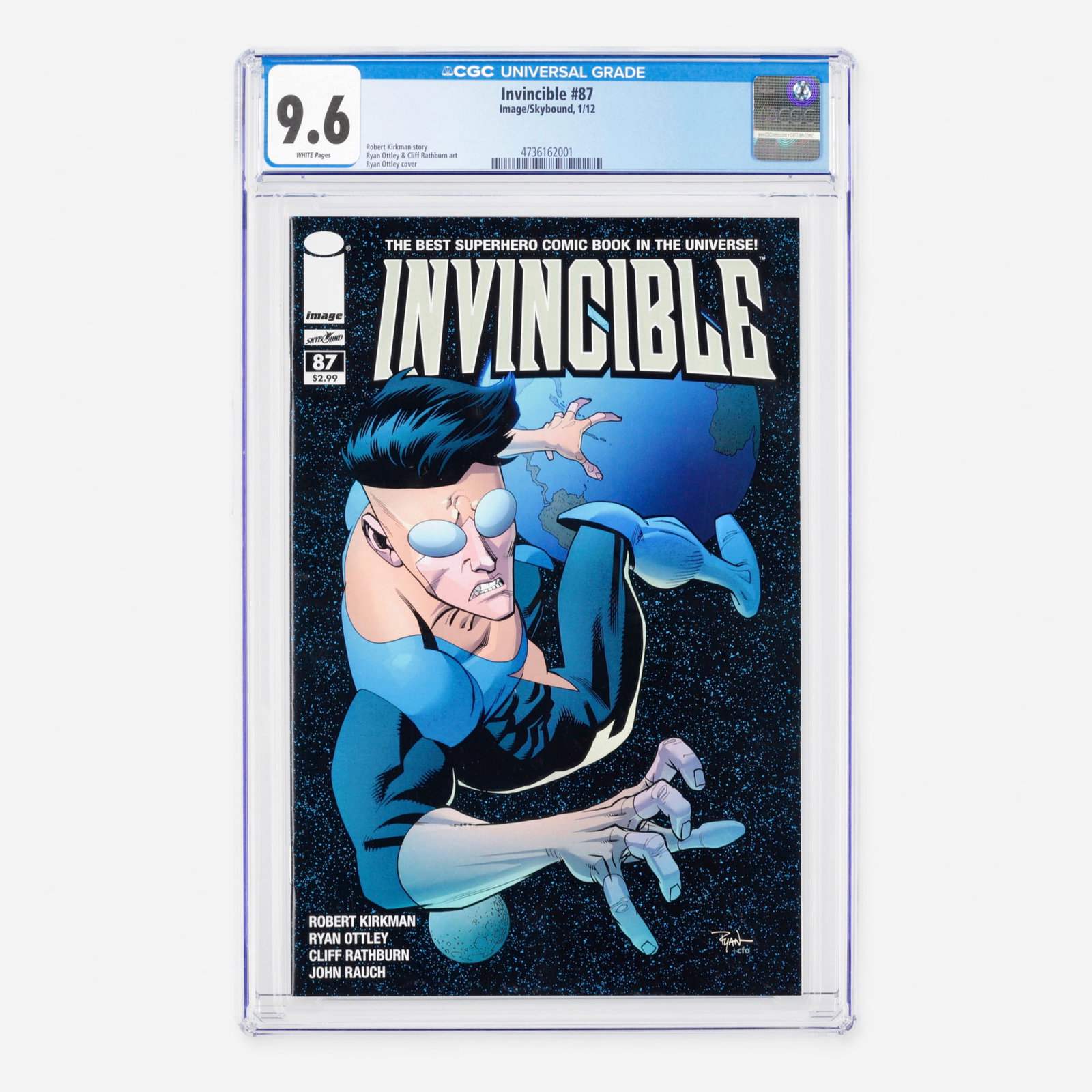 Image/Skybound Invincible #87 CGC 9.6: Image/Skybound Invincible #87 CGC 9.6 USA, 2012 This Modern era book showcases another intense storyline crafted by author Robert Kirkman. The action-packed visual narrative inside is brought to life 