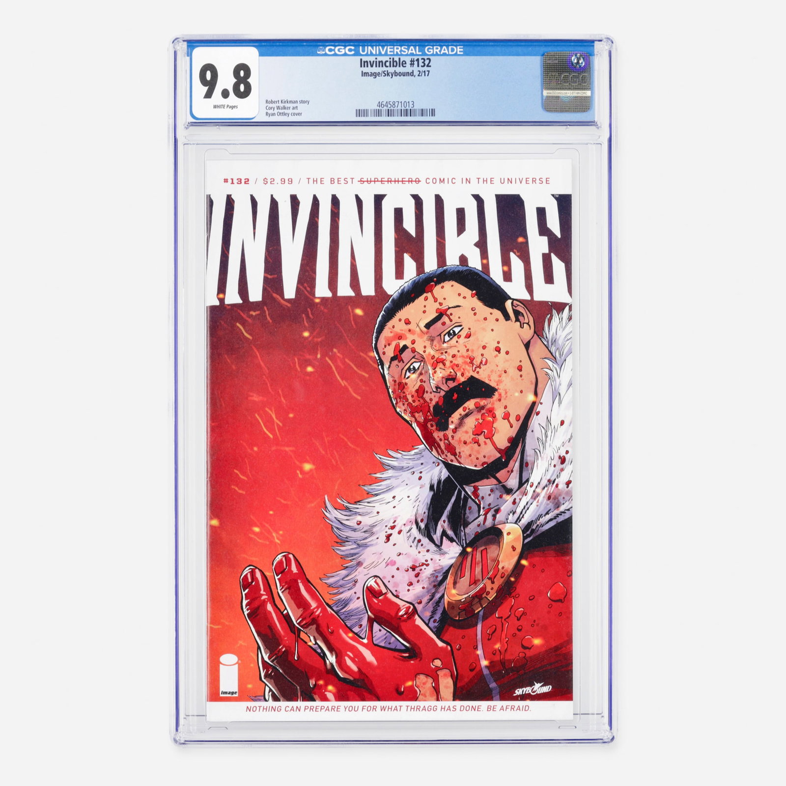 Image/Skybound Invincible #132 CGC 9.8: Image/Skybound Invincible #132 CGC 9.8 USA, 2017 A monumental Modern era chapter highlighting an emotional and high-stakes narrative arc written by Robert Kirkman. This installment features a special 