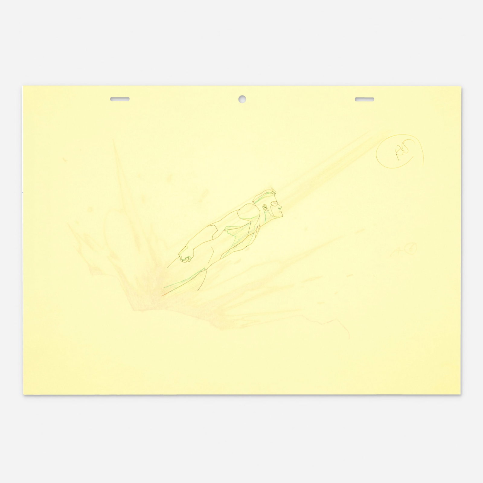 Invincible Season 1 Original Animation Drawing: Invincible Season 1 Original Animation Drawing (Skybound Entertainment/Wind Sun Sky Entertainment with Point Grey Pictures, 2021) mixed media on paper 10 h x 14.25 w in (25 x 36 cm) From comic page to