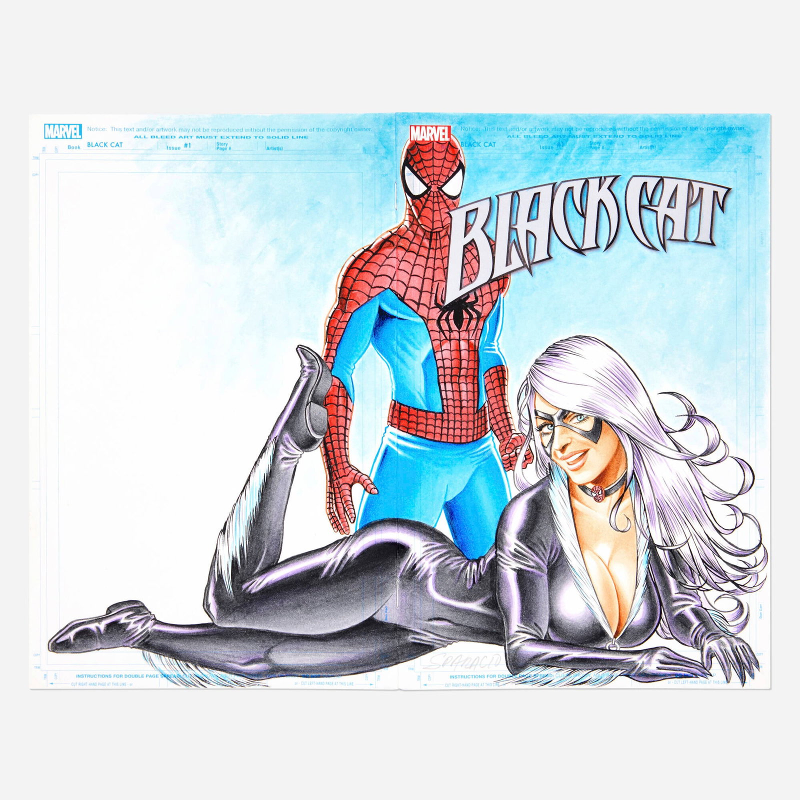 Mark Sparacio, Black Cat #1 Wraparound Cover Watercolor Painting (Marvel Comics, 2019) (1 of 3)
