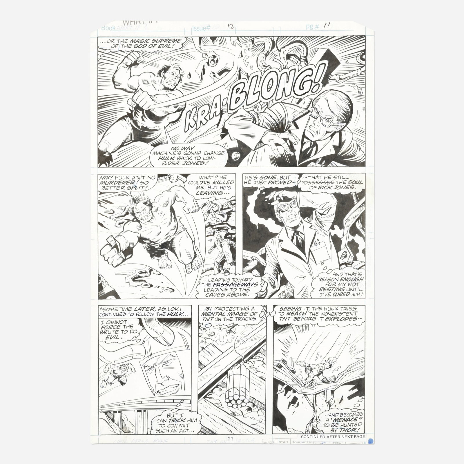 Sal Buscema and Bill Black, What If? #12 Story Page 11 Original Art (Marvel Comics, 1978): Sal Buscema and Bill Black What If? #12 Story Page 11 Original Art (Marvel Comics, 1978) pencil and ink on Bristol board, word balloons inked directly on board 15.875 h x 10.75 w in (40 x 27 cm) Thi