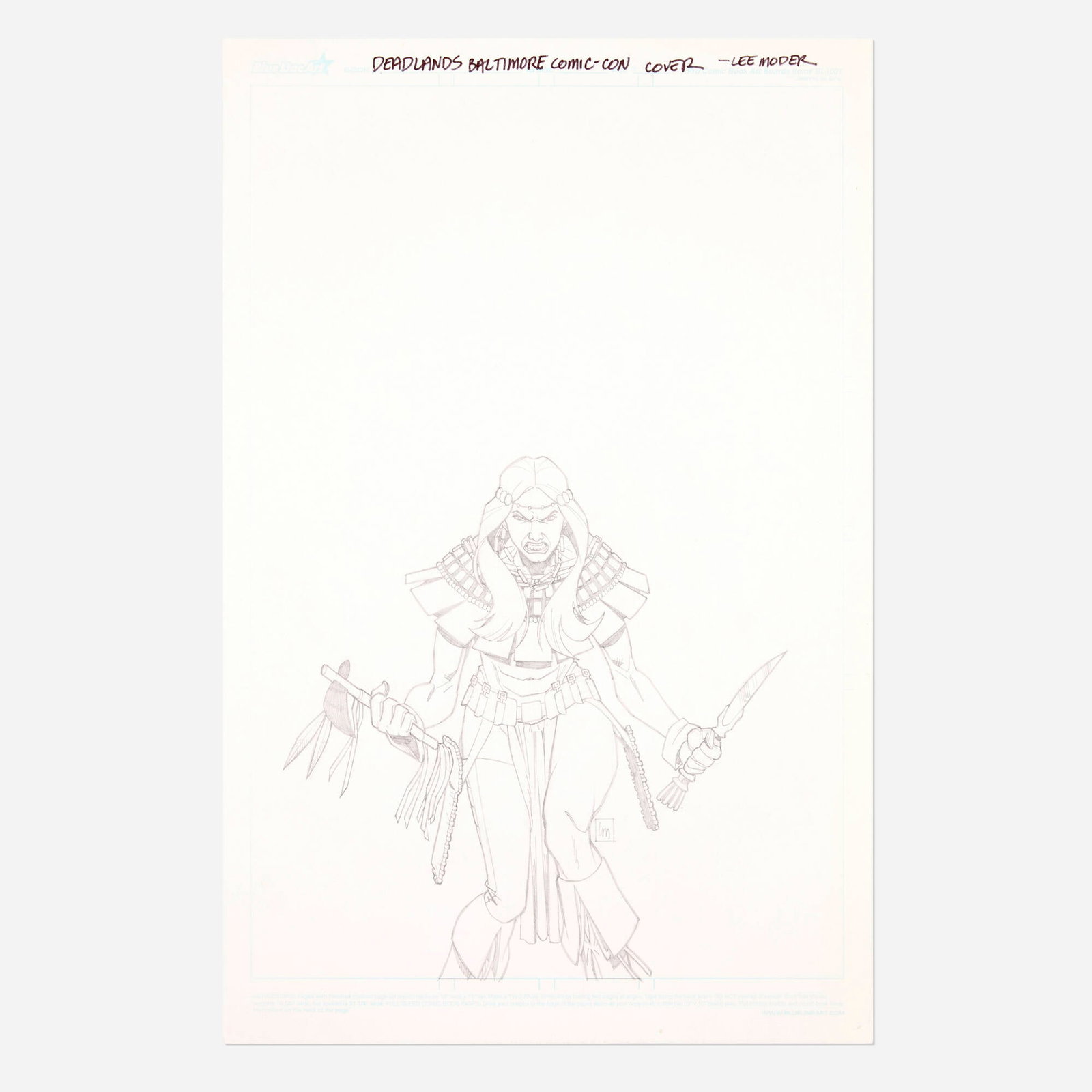 Lee Moder, Deadlands: Massacre At Red Wing #1 Cover Baltimore Comic Con Original Art: Lee Moder Deadlands: Massacre At Red Wing #1 Cover Baltimore Comic Con Original Art (Image Comics, 2011) pencil on Bristol board 17 h x 11 w in (43 x 28 cm) This original cover art showcases Lee Mod