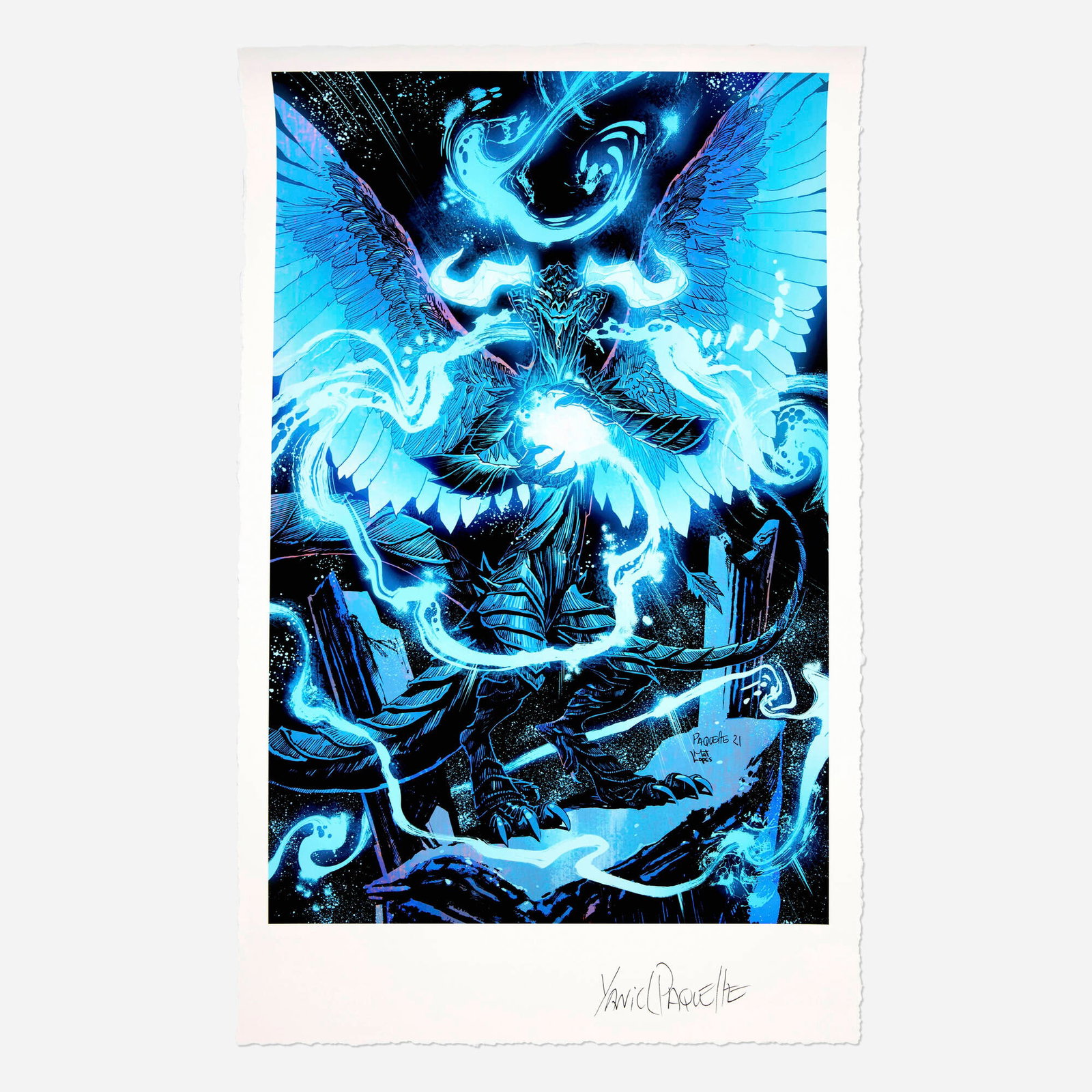 Yanick Paquette, 'Ugin, The Spirit Dragon' Magic the Gathering Fine Art Print: Yanick Paquette 'Ugin, The Spirit Dragon' Magic the Gathering Fine Art Print print 22 h x 14 w in (56 x 36 cm) This Limited Edition Fine Art Lithograph is produced on 14" x 22" Fine Art Archival Hot