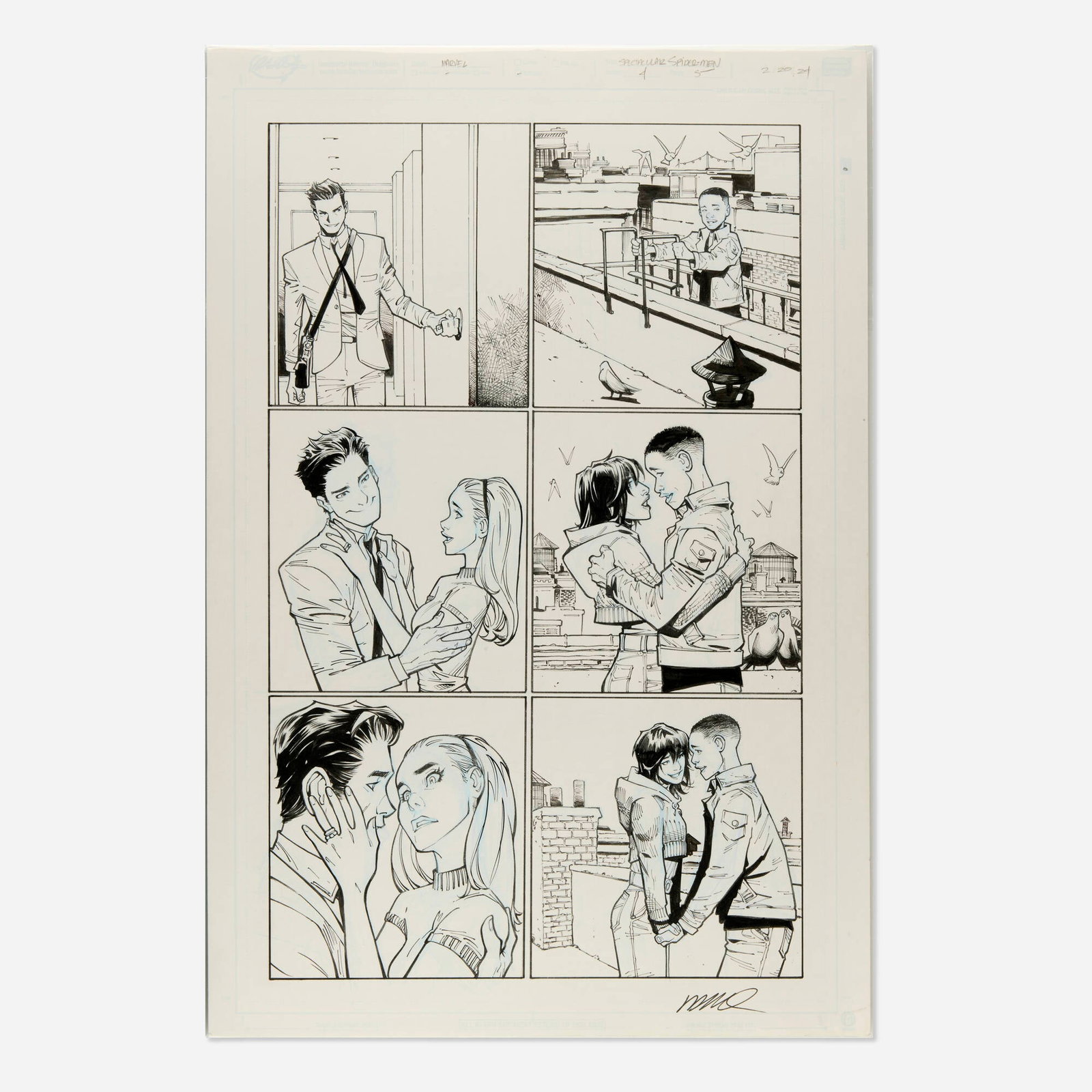 Humberto Ramos, Spectacular Spider-Man #4 Story Page 5 Original Art (Marvel Comics, 2024): Humberto Ramos Spectacular Spider-Man #4 Story Page 5 Original Art (Marvel Comics, 2024) pencil and ink on Bristol board 17 h x 11 w in (43 x 28 cm) This original page showcases Ramos's tradema