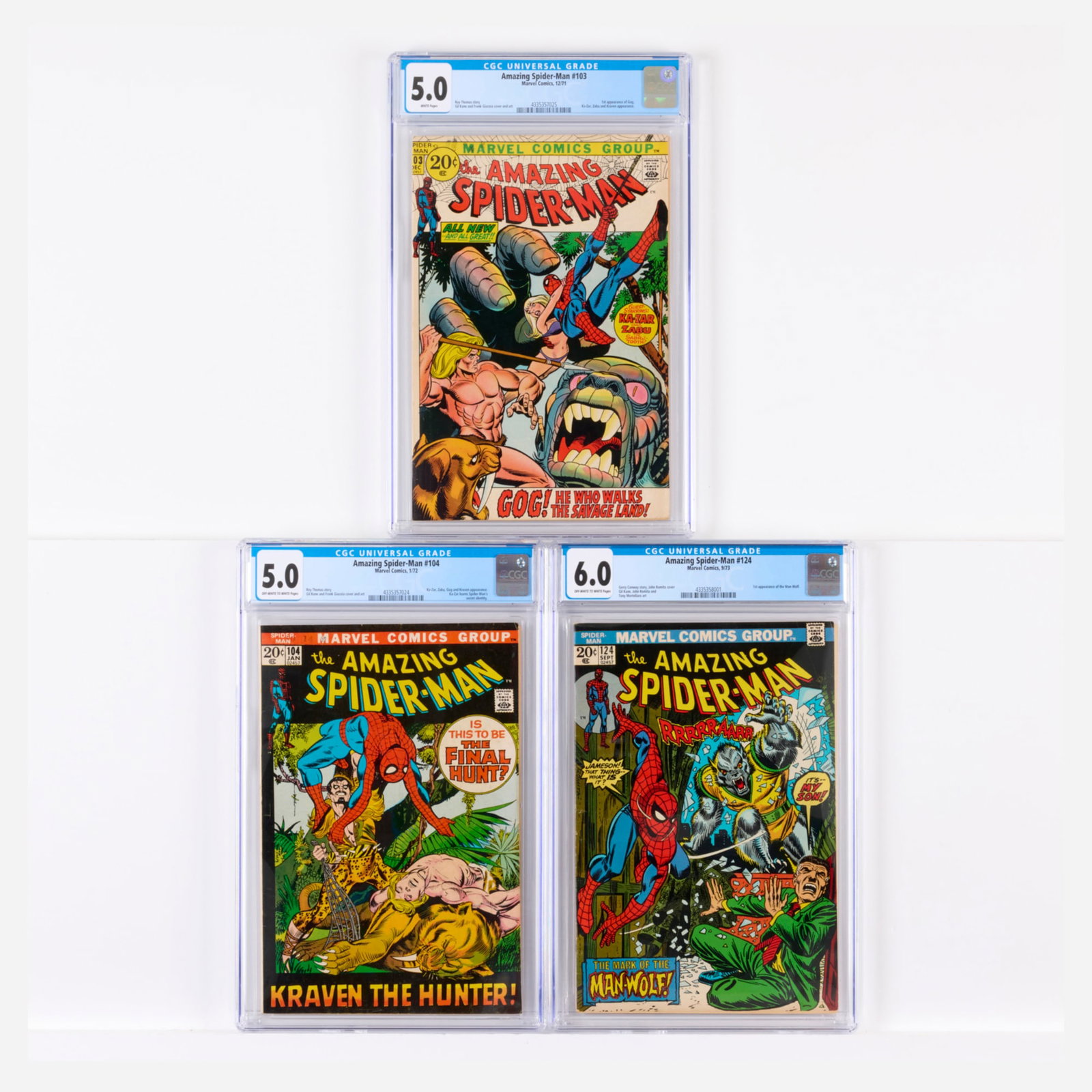 3 Marvel Comics Amazing Spider-Man #103, #104 and #124 CGC Group (1 of 2)