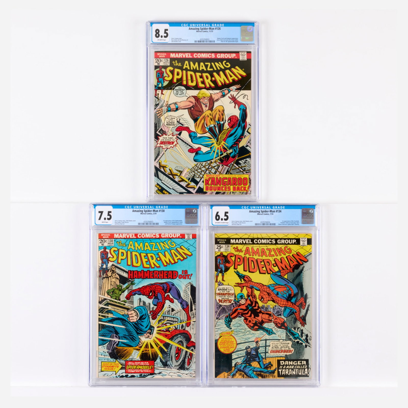 3 Marvel Comics Amazing Spider-Man #126, #130 and #134 CGC Group (1 of 2)