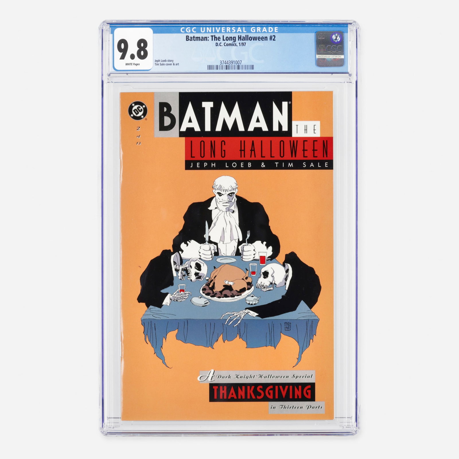 DC Comics Batman: The Long Halloween #2 CGC 9.8: DC Comics Batman: The Long Halloween #2 CGC 9.8 USA, 1997 This Modern Age issue serves as the second installment of the celebrated series, written by Jeph Loeb. The distinctive aesthetic of the book