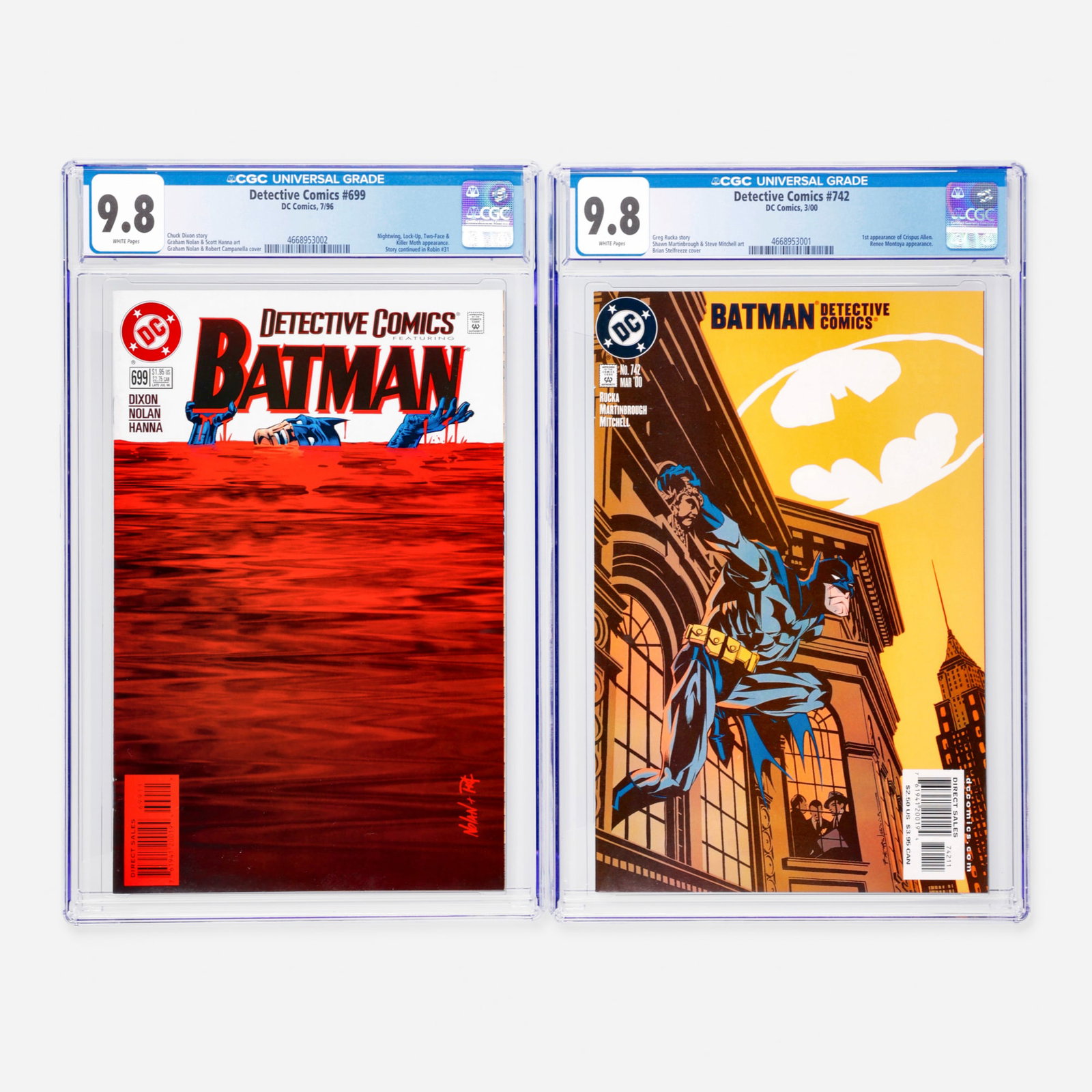 2 DC Comics Detective Comics #699 and #742 CGC 9.8 Group (1 of 2)