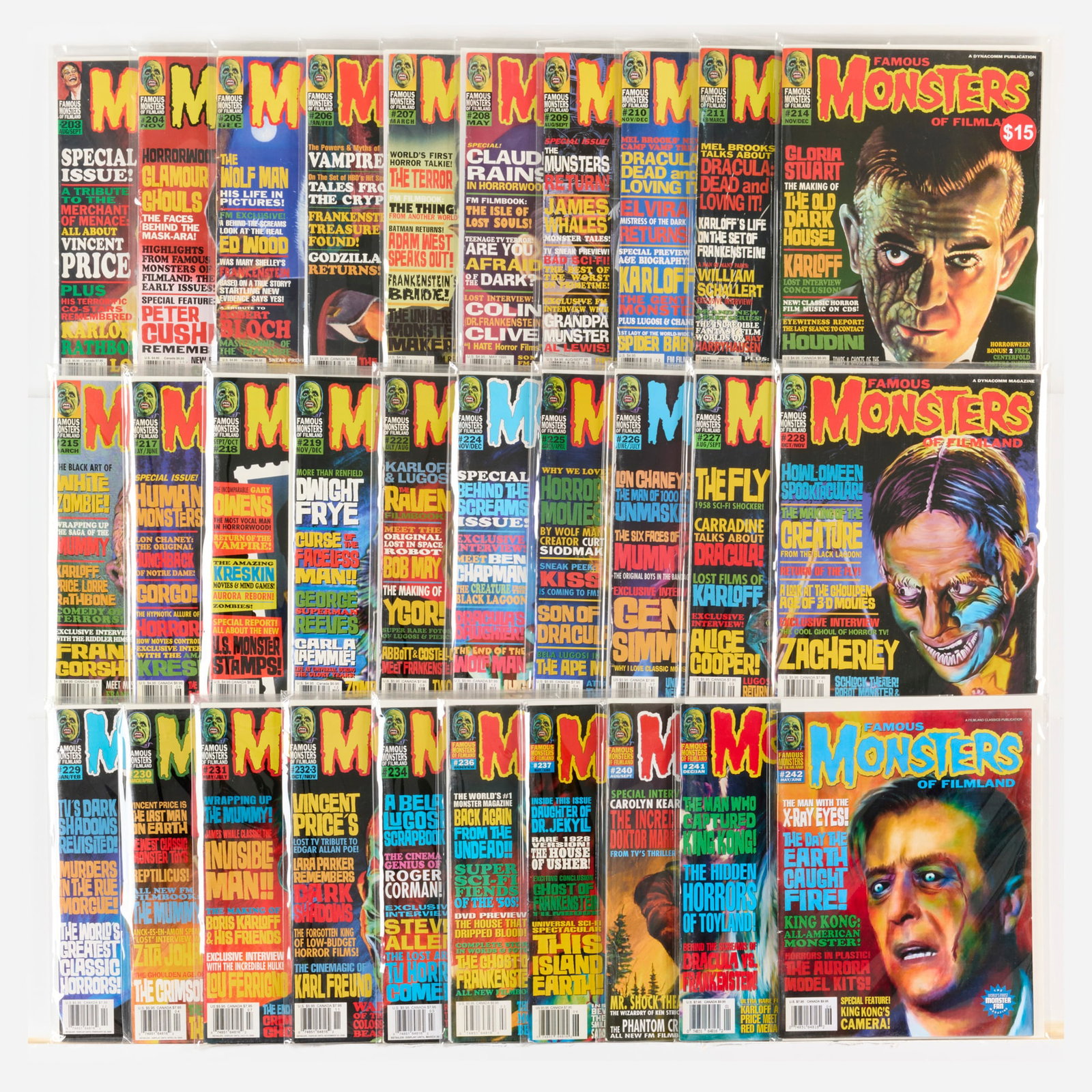 59 Mixed Publisher Famous Monster of Filmland Magazine #203-#285 Group (1 of 2)