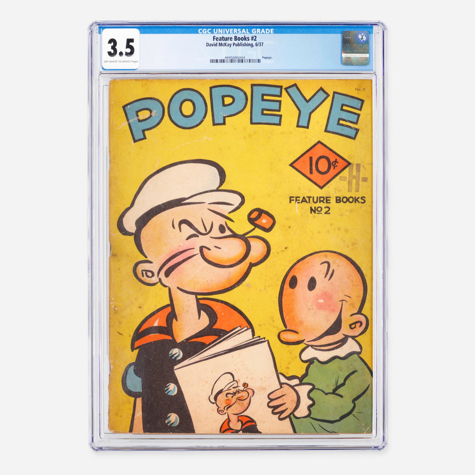 David McKay Publishing Feature Books #2 CGC 3.5: David McKay Publishing Feature Books #2 CGC 3.5 USA, 1937 This Golden Age issue is a classic example of early comic history, famously featuring Popeye. As a foundational piece from David McKay Publish