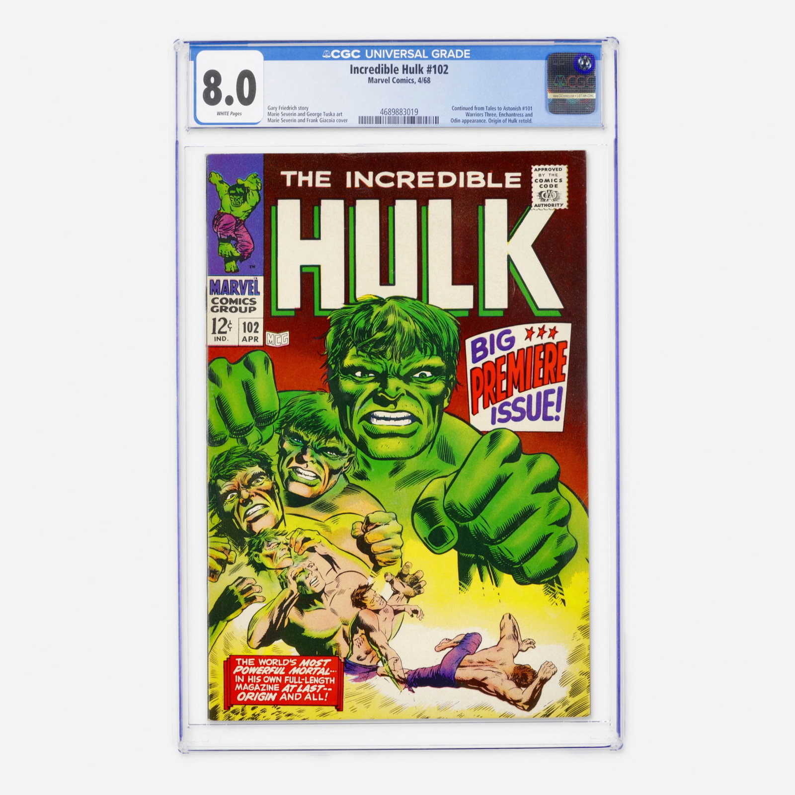 Marvel Comics Incredible Hulk #102 CGC 8.0 (1 of 2)