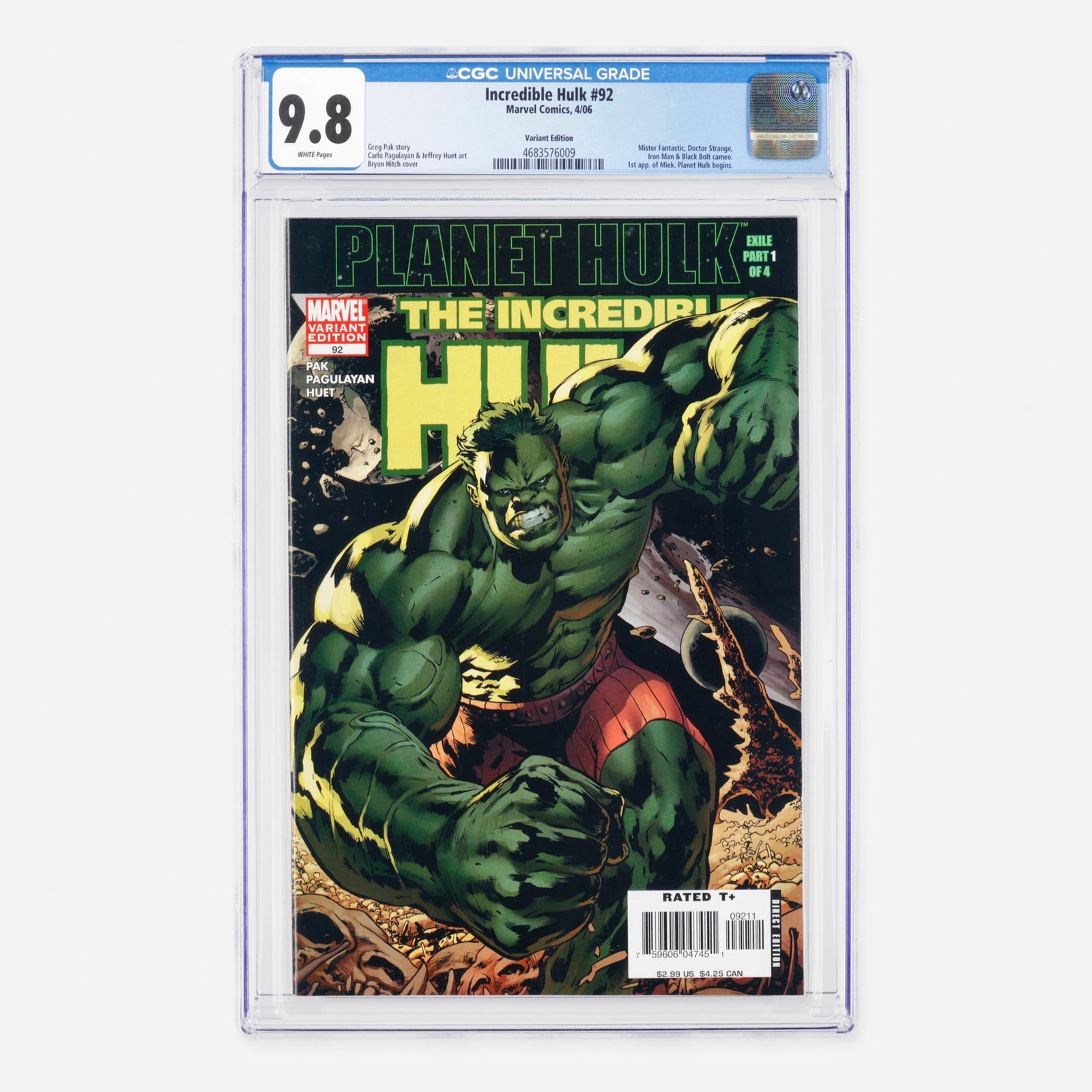 Marvel Comics Incredible Hulk #92 CGC 9.8 Variant Edition (1 of 2)