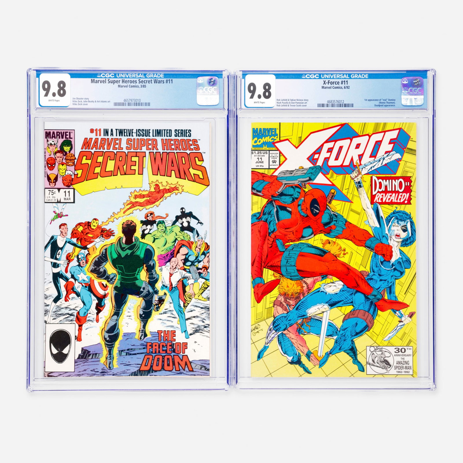 2 Marvel Comics Marvel Super Heroes Secret Wars #11 and X-Force #11 CGC 9.8 Group (1 of 2)