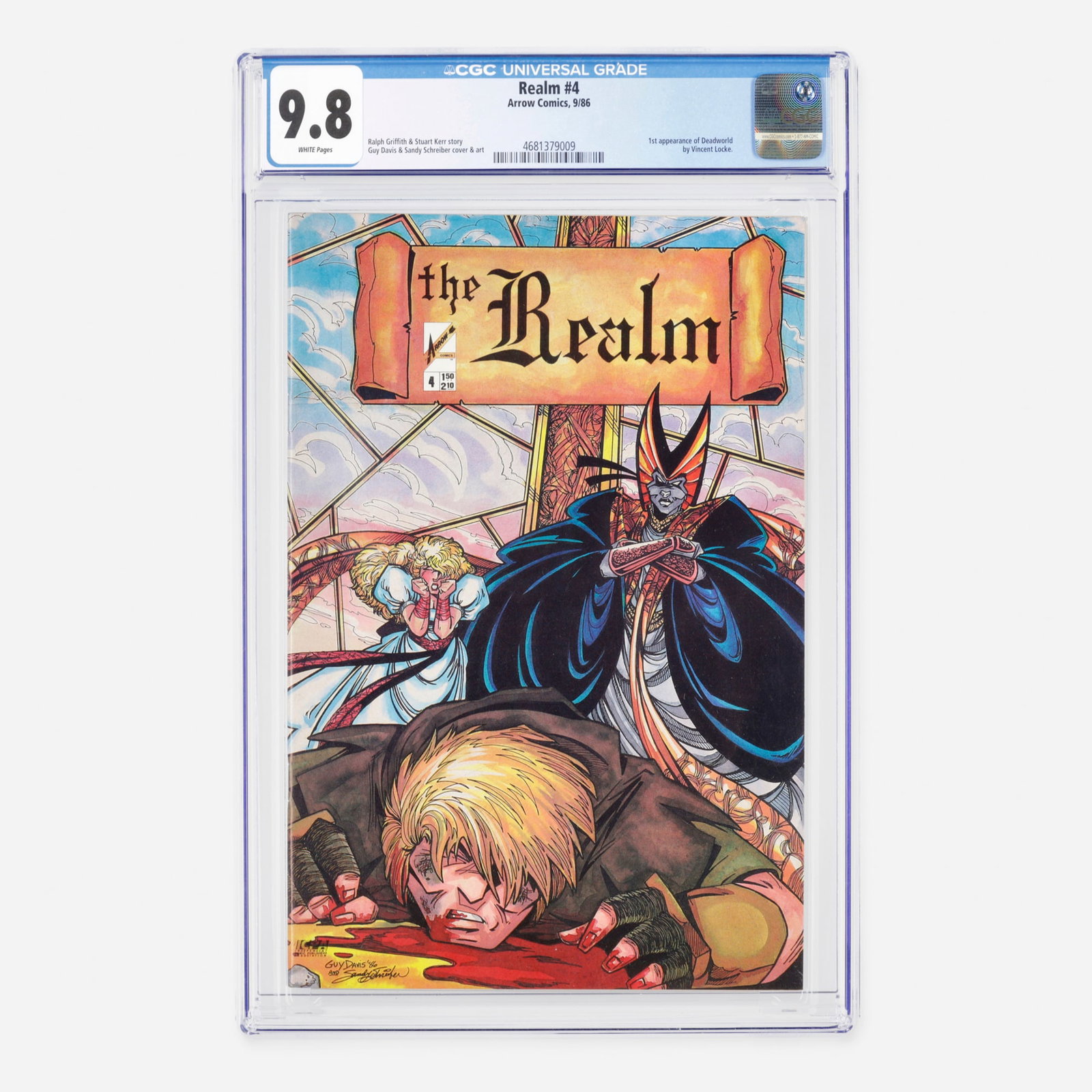 Arrow Comics Realm #4 CGC 9.8: Arrow Comics Realm #4 CGC 9.8 USA, 1986 This Modern Age issue marks the first appearance of Deadworld by Vincent Locke. The story is written by Ralph Griffith and Stuart Kerr, with cover and interior 