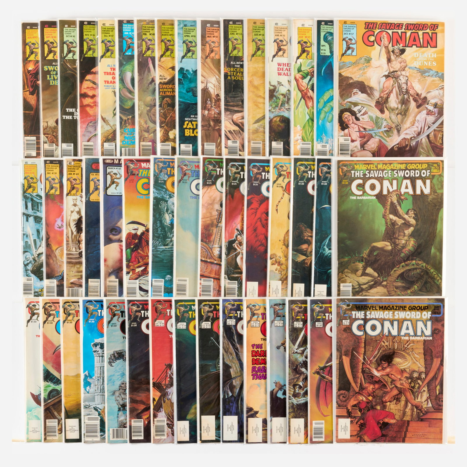 92 Marvel Comics Savage Sword of Conan Magazine #42-#183 Group (1 of 2)