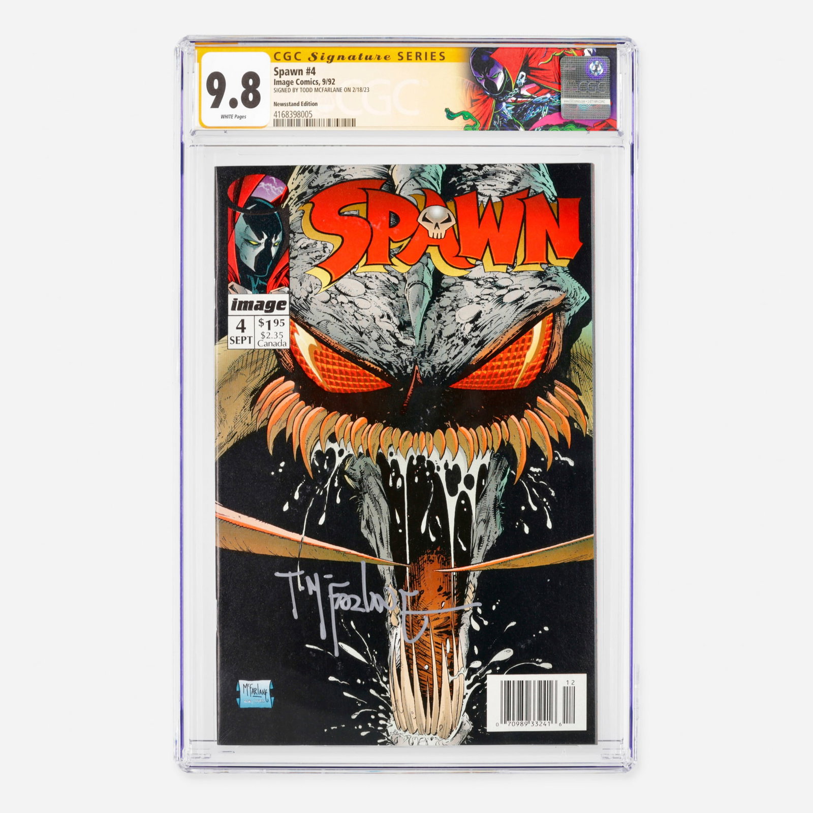 Image Comics Spawn #4 CGC 9.8 Newsstand Signature Series Todd McFarlane (1 of 2)