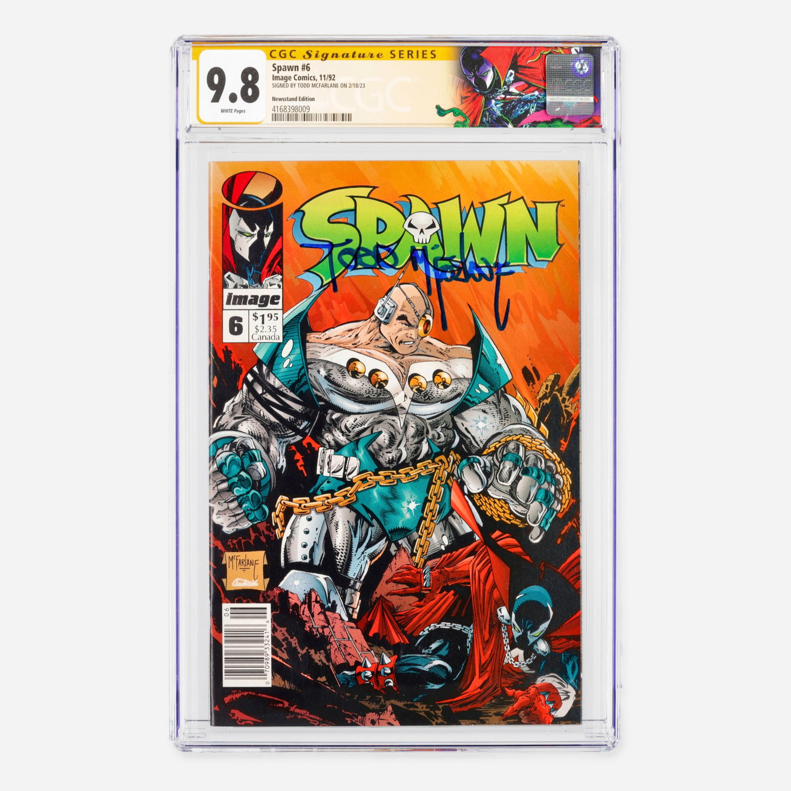 Image Comics Spawn #6 CGC 9.8 Newsstand Signature Series Todd McFarlane (1 of 2)