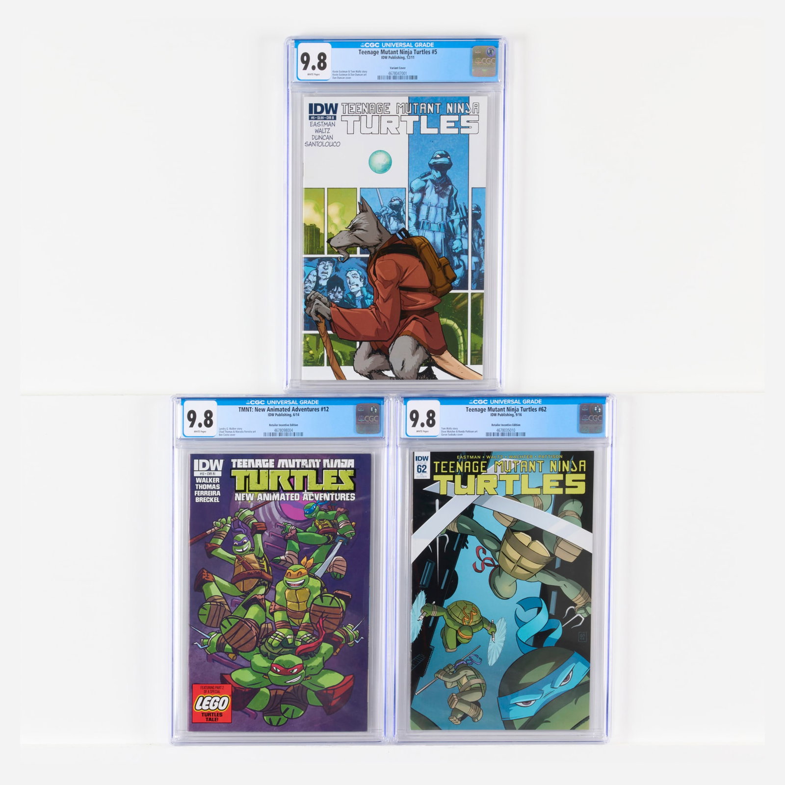3 IDW Publishing Teenage Mutant Ninja Turtles and TMNT: New Animated Adventures CGC 9.8 Group (1 of 2)