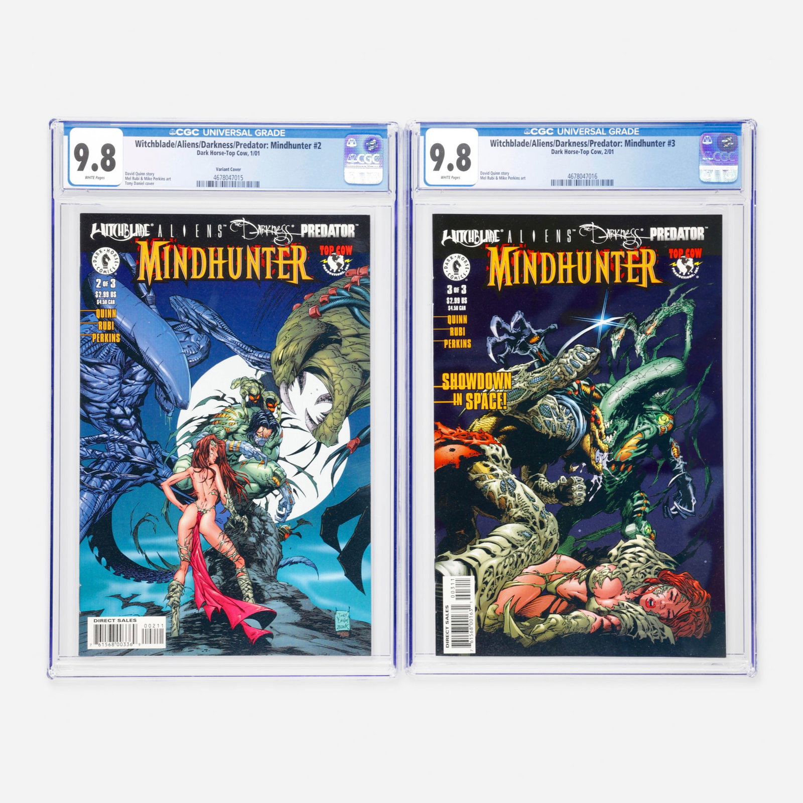 2 Dark Horse-Top Cow Witchblade/Aliens/Darkness/Predator: Mindhunter #2 and #3 CGC Group (1 of 2)